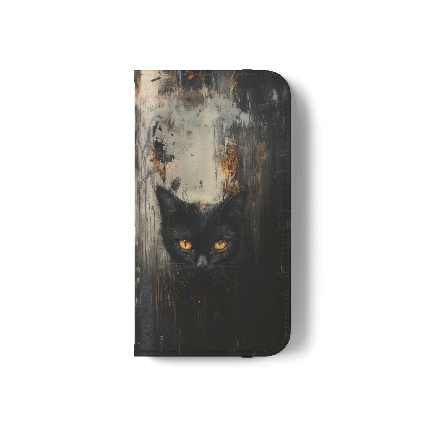 Black Cat Shadow Gaze - Wallet Flip Case