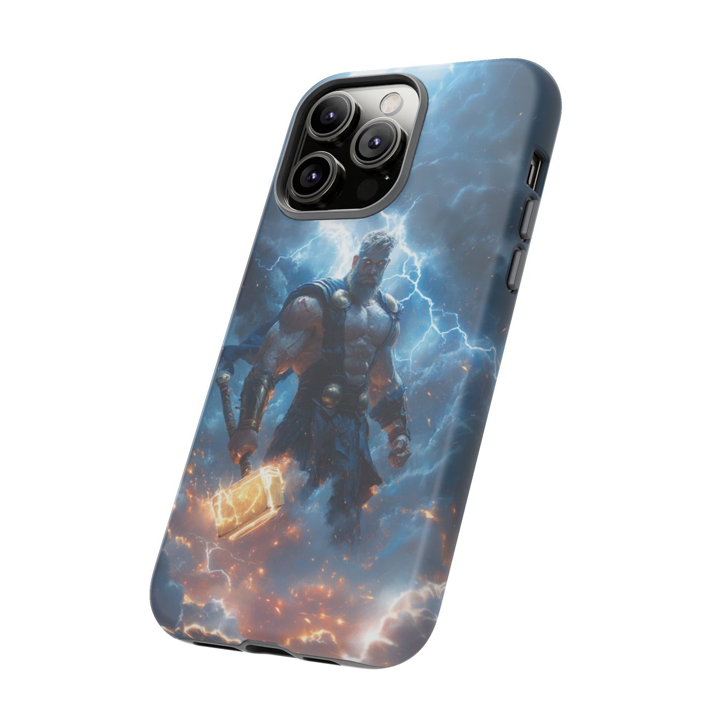 Thunderous Might: Thor Wielding Mjölnir Phone Case - iPhone, Google Pixel, Samsung