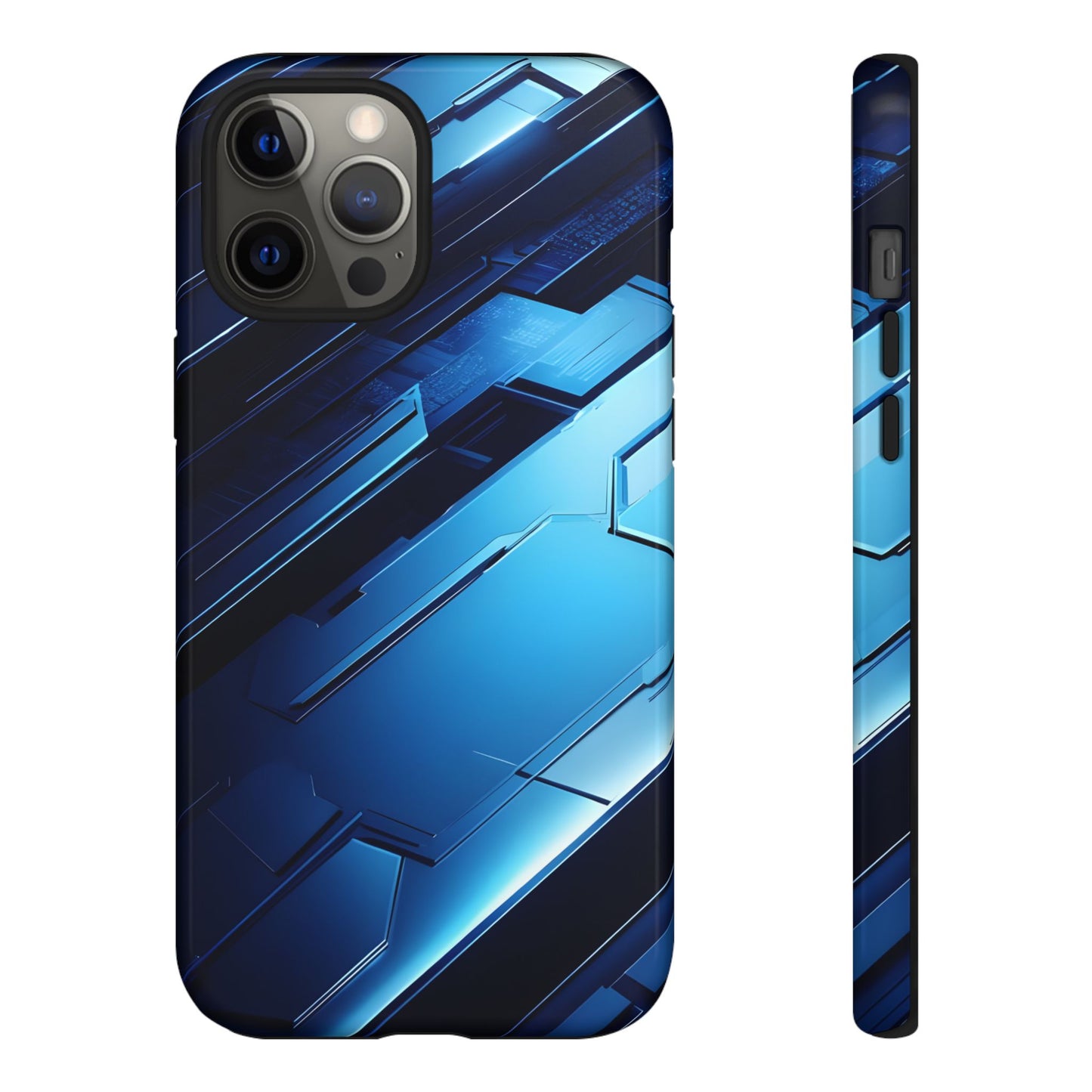 Blue Tech Matrix - Tough iPhone Case