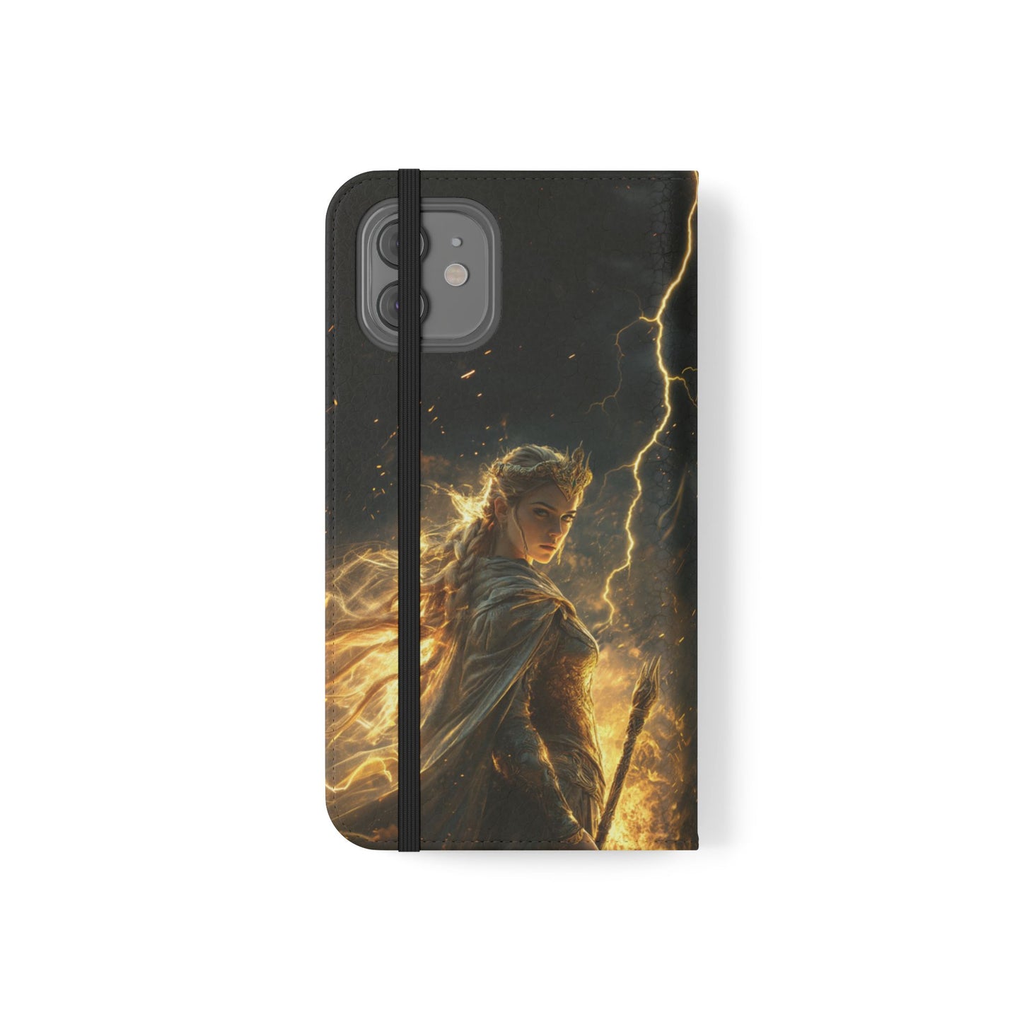 Elf Queen Golden Lightning Storm Crown - Wallet Flip Case