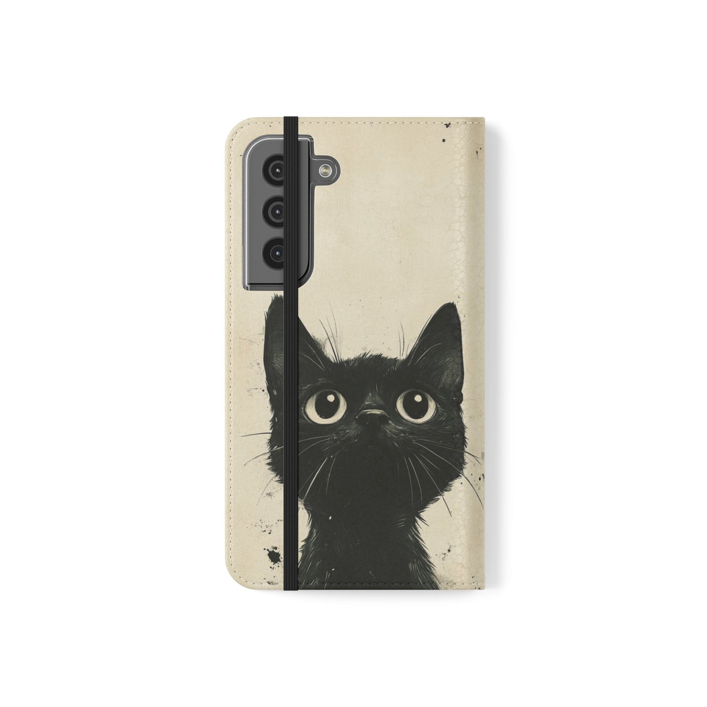 Black Cat Ink Sketch - Wallet Flip Case