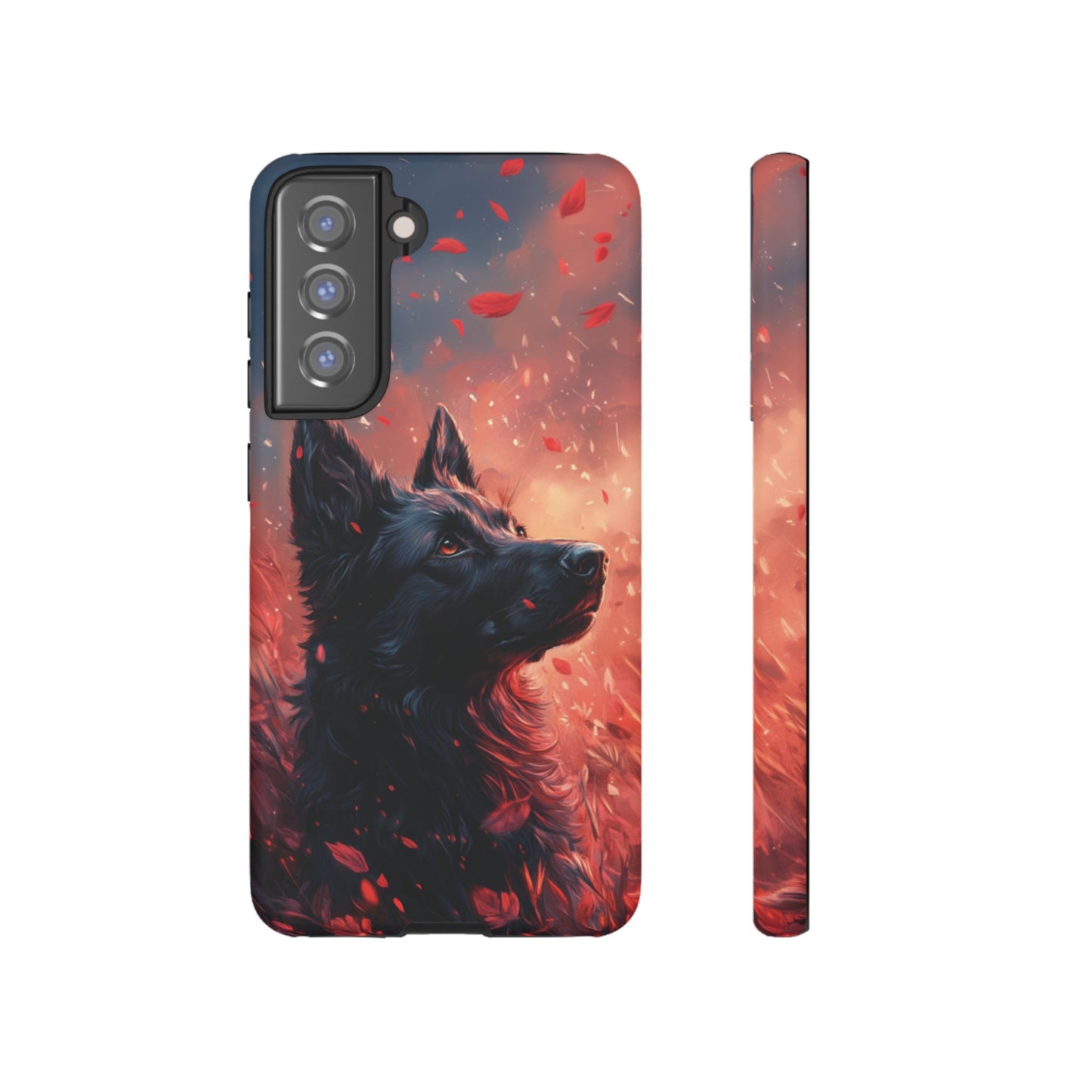 Graceful Canine in Falling Petals Phone Case – iPhone, Google Pixel, Samsung Galaxy