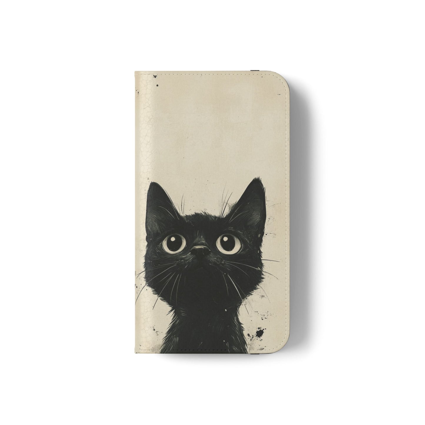 Black Cat Ink Sketch - Wallet Flip Case
