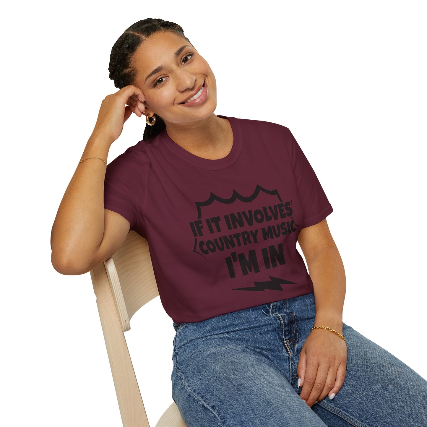 "If It Involves Country Music I'm In" Unisex Soft-Style T-Shirt