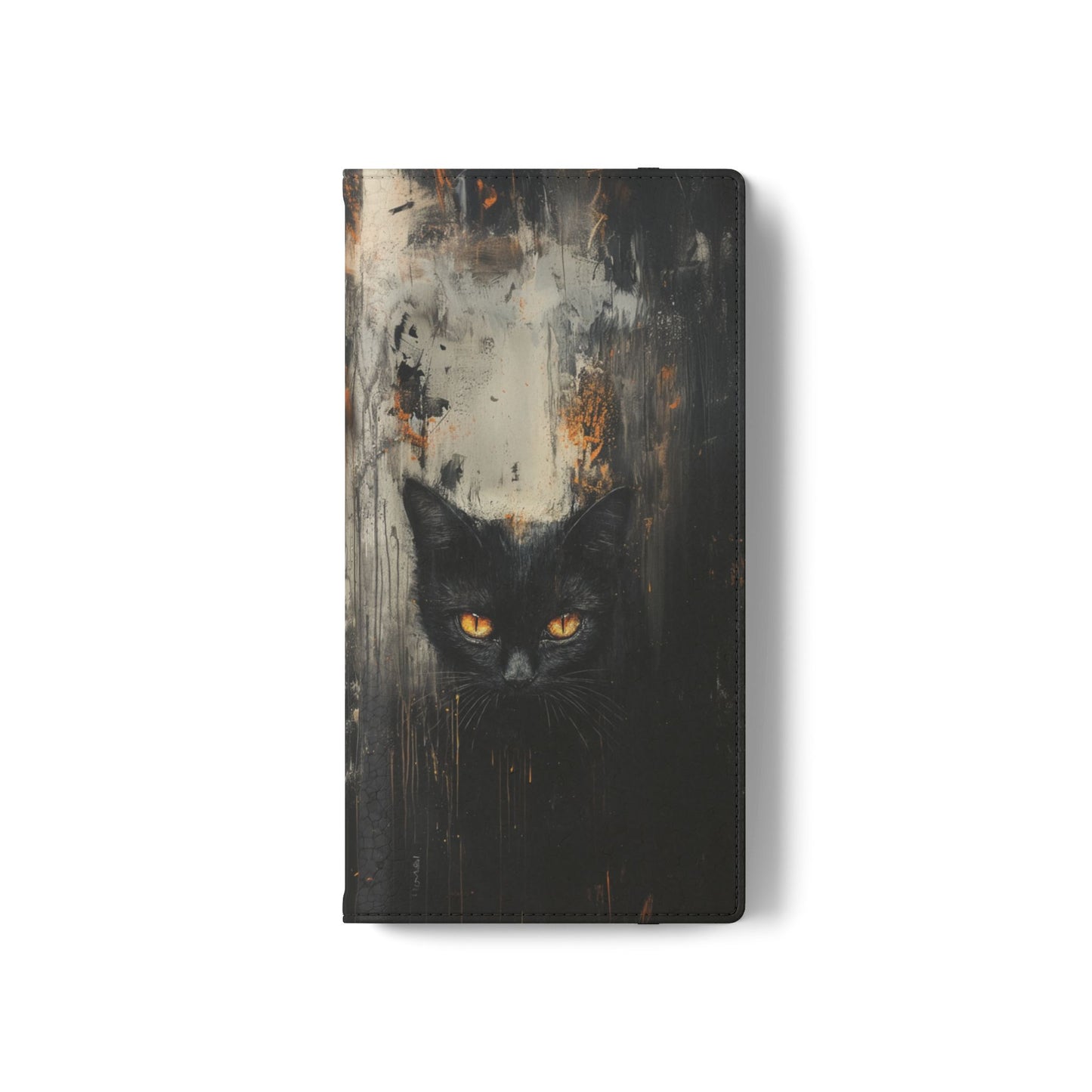 Black Cat Shadow Gaze - Wallet Flip Case