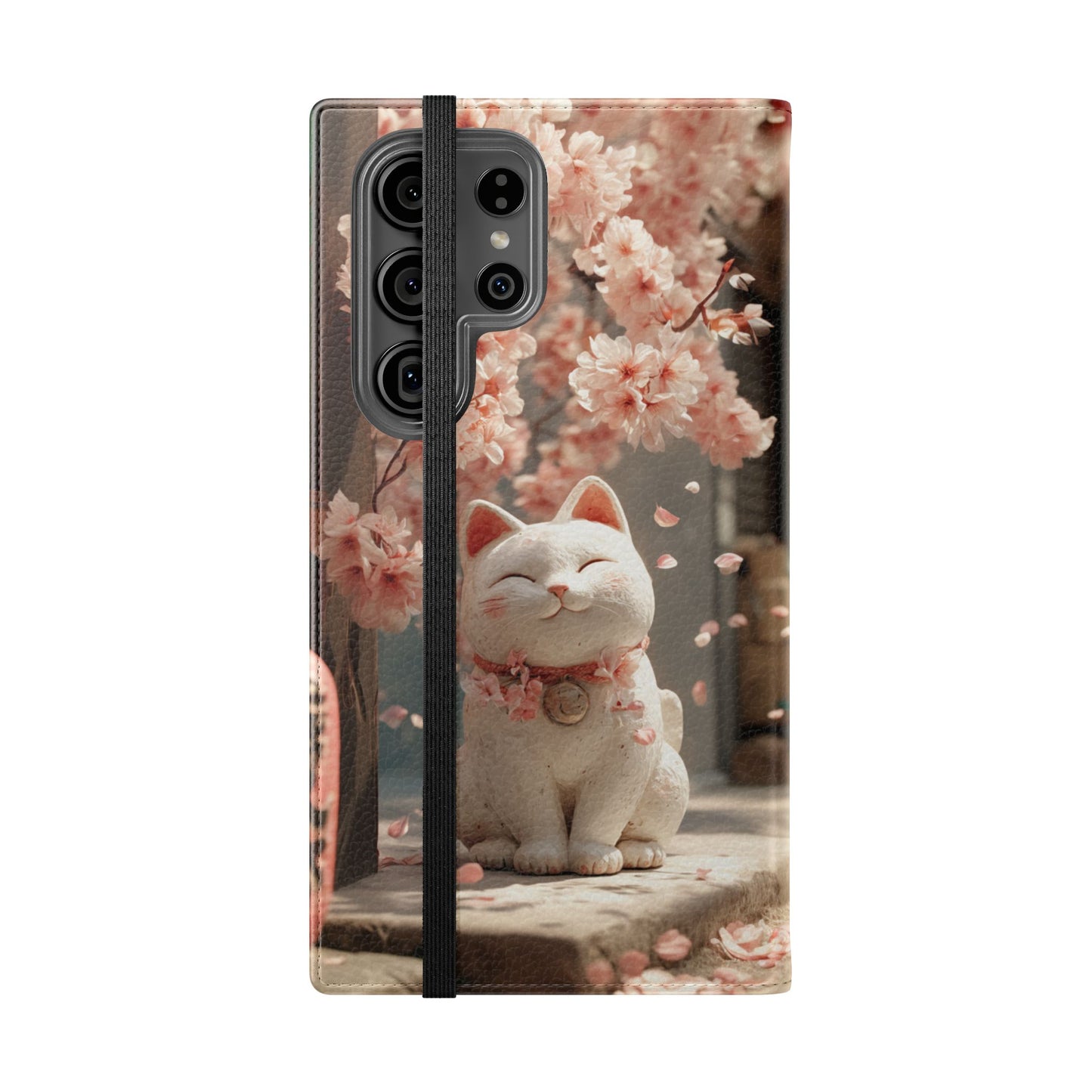 Sakura Lucky Cat - Wallet Flip Case