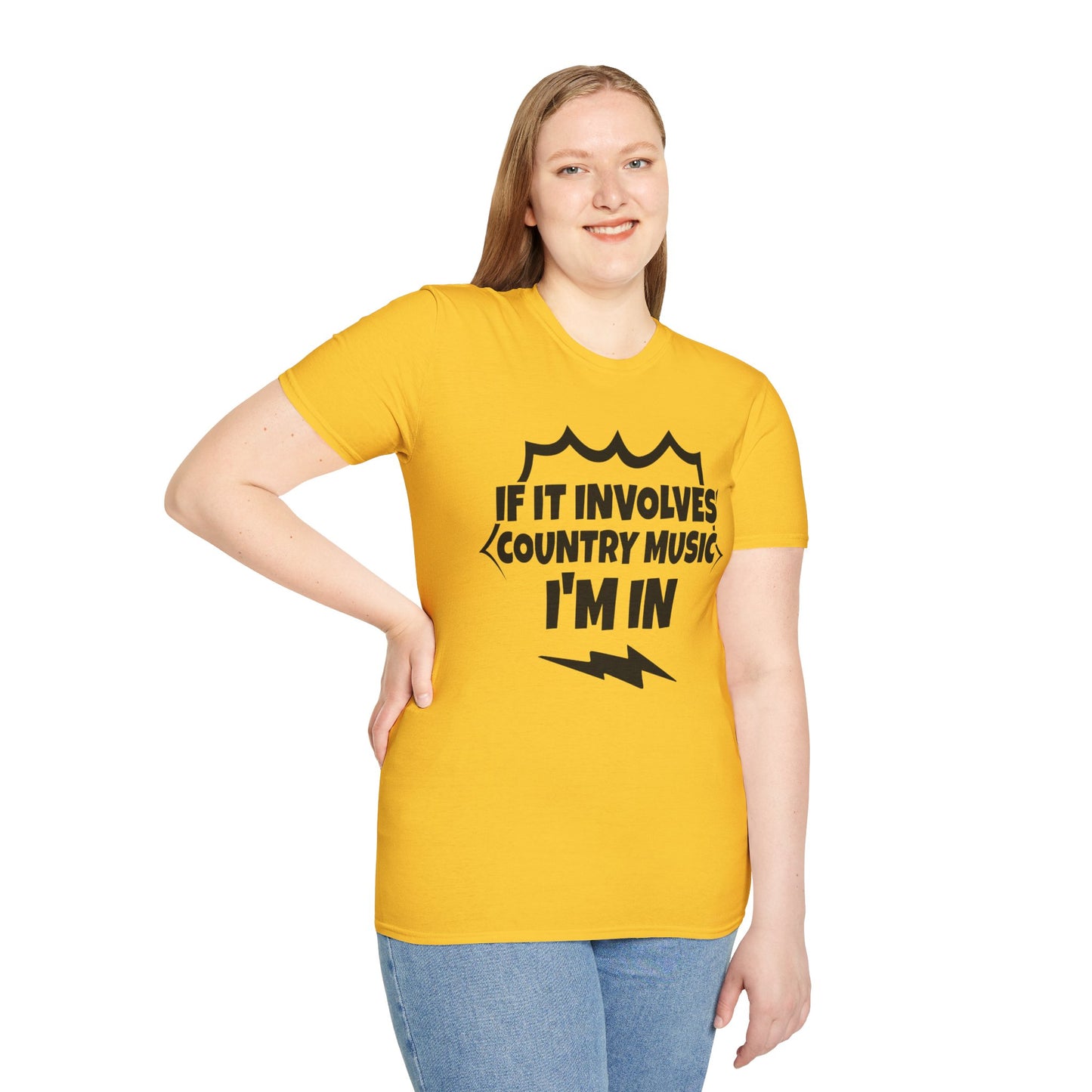 "If It Involves Country Music I'm In" Unisex Soft-Style T-Shirt