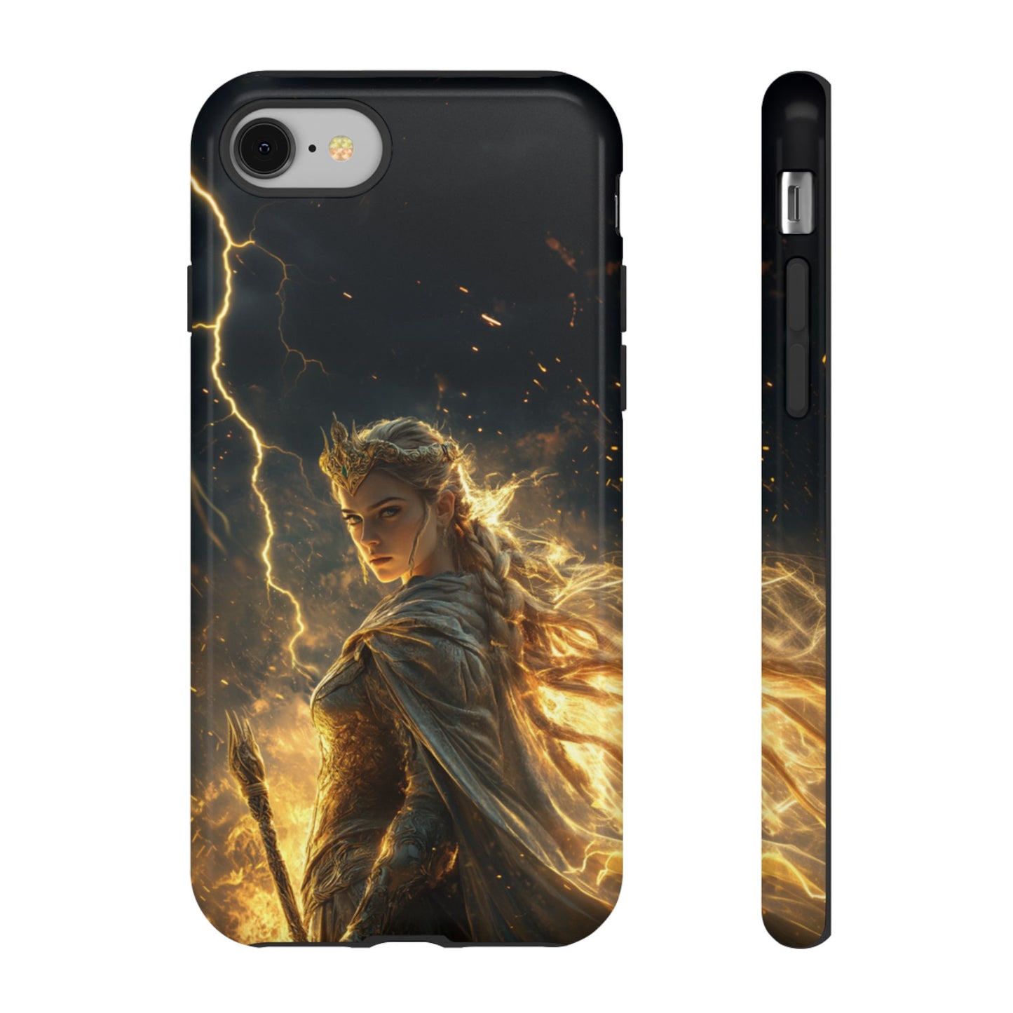 Elf Queen Golden Lightning Storm Crown - Tough iPhone Case
