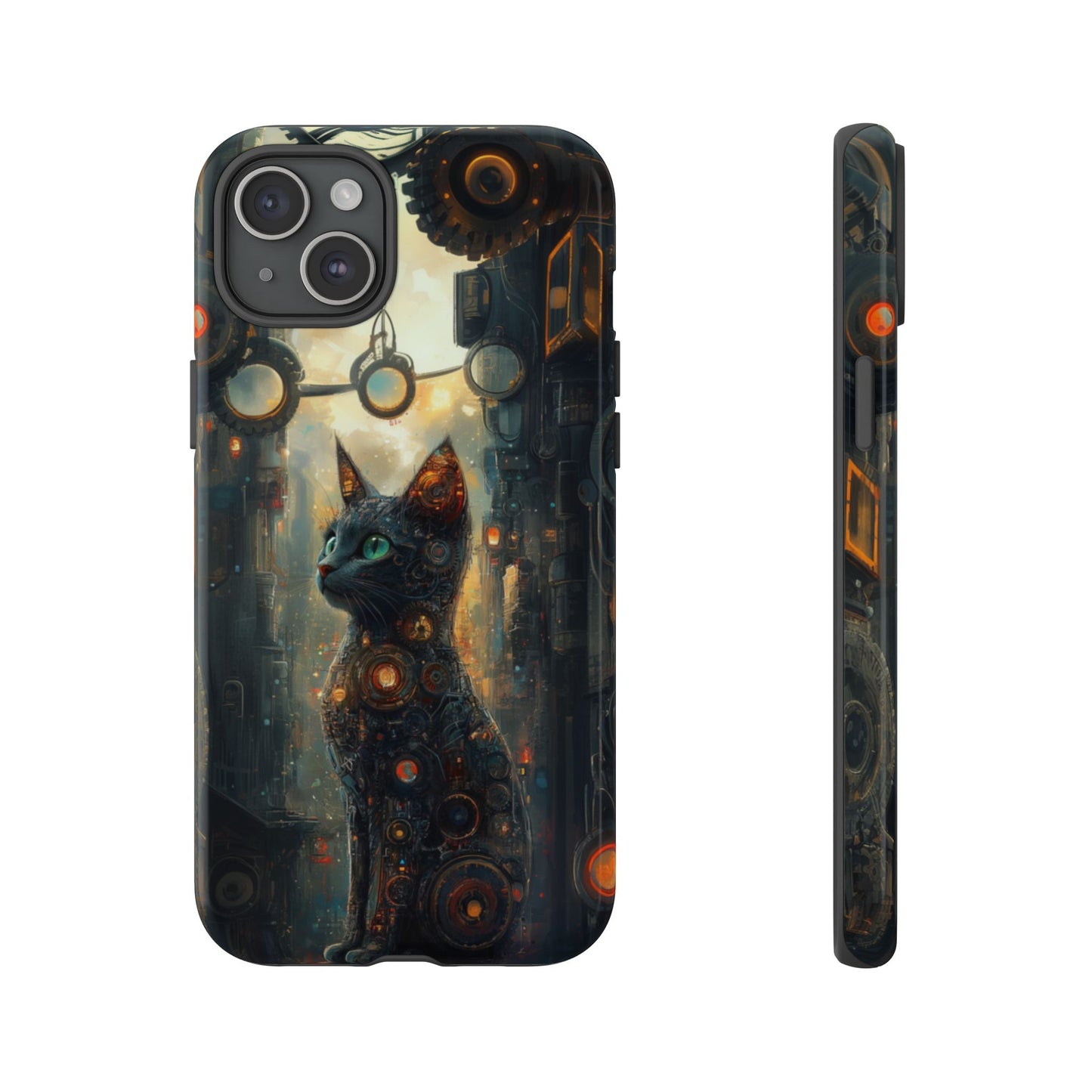 Cybernetic Steampunk Cat Phone Case – iPhone, Google Pixel, Samsung Galaxy