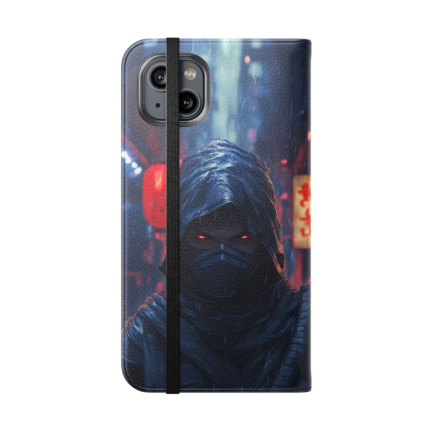 Cyberpunk Ninja Red Eyes Rain - Wallet Flip Case
