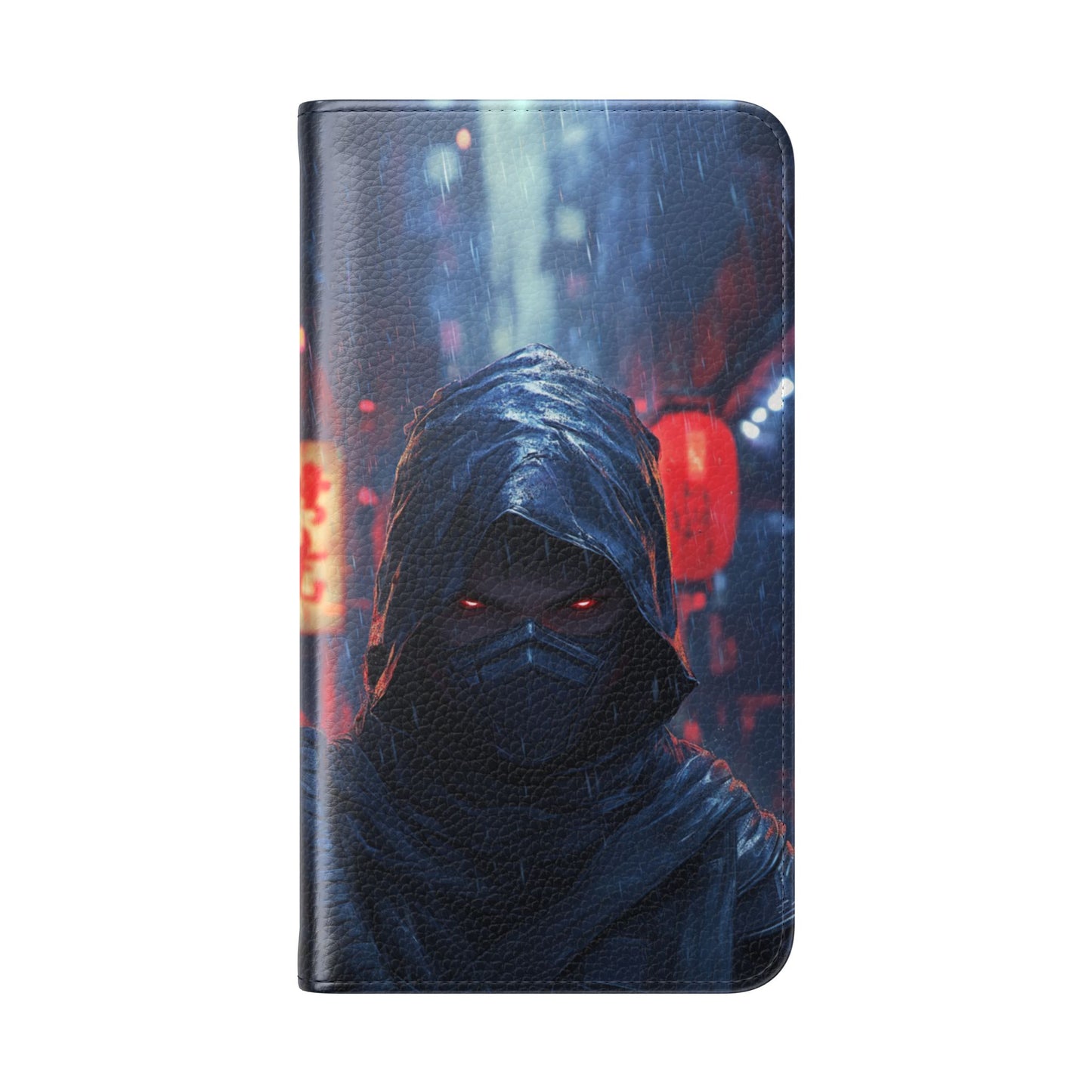 Cyberpunk Ninja Red Eyes Rain - Wallet Flip Case