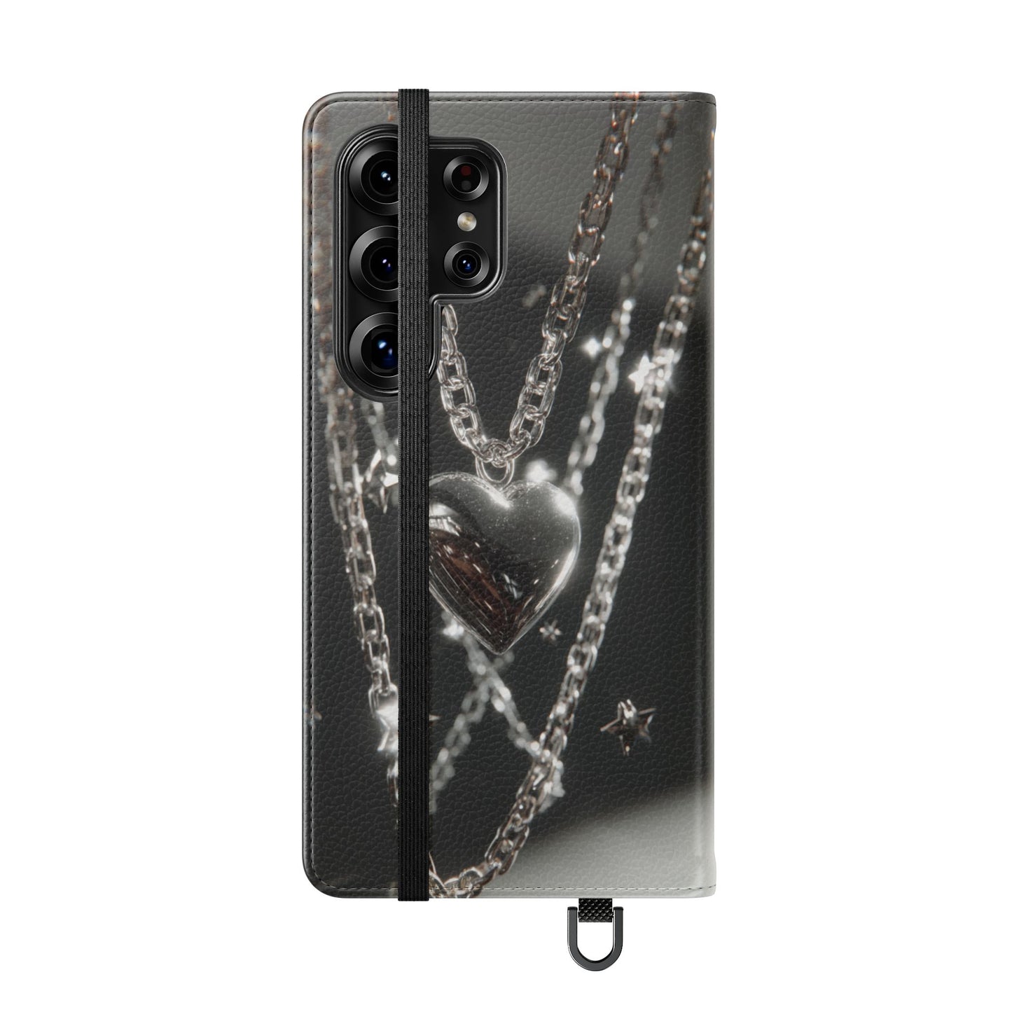 Silver Heart Chains - Wallet Flip Case