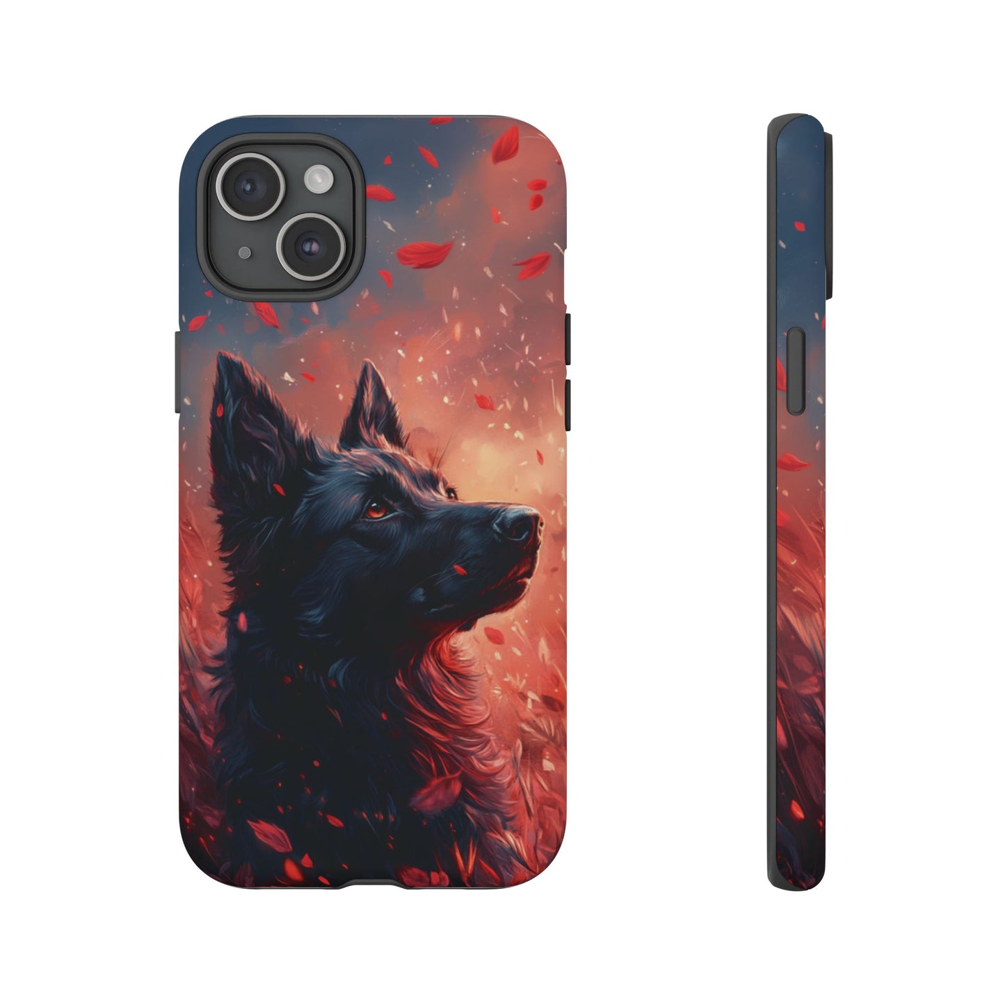 Graceful Canine in Falling Petals Phone Case – iPhone, Google Pixel, Samsung Galaxy