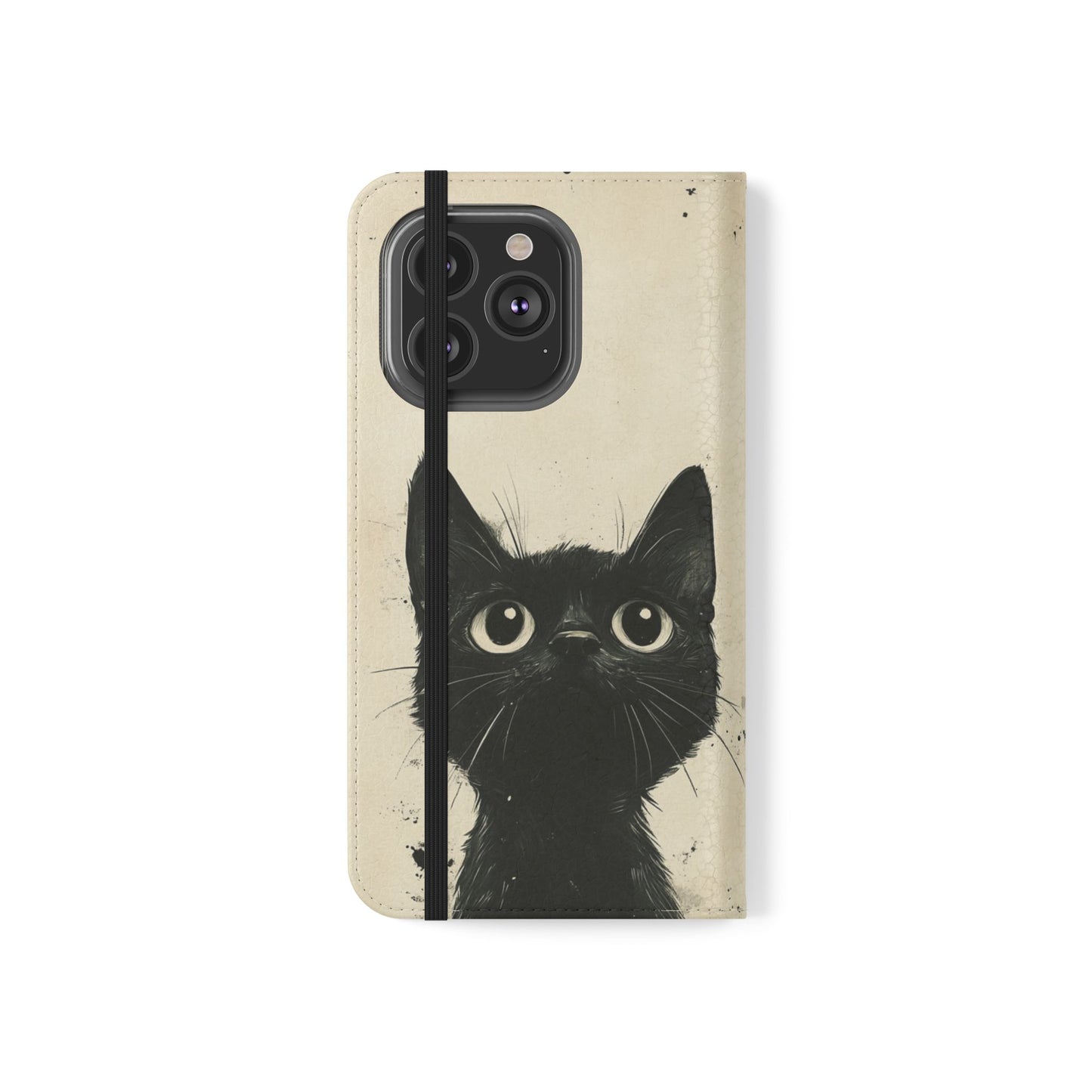 Black Cat Ink Sketch - Wallet Flip Case