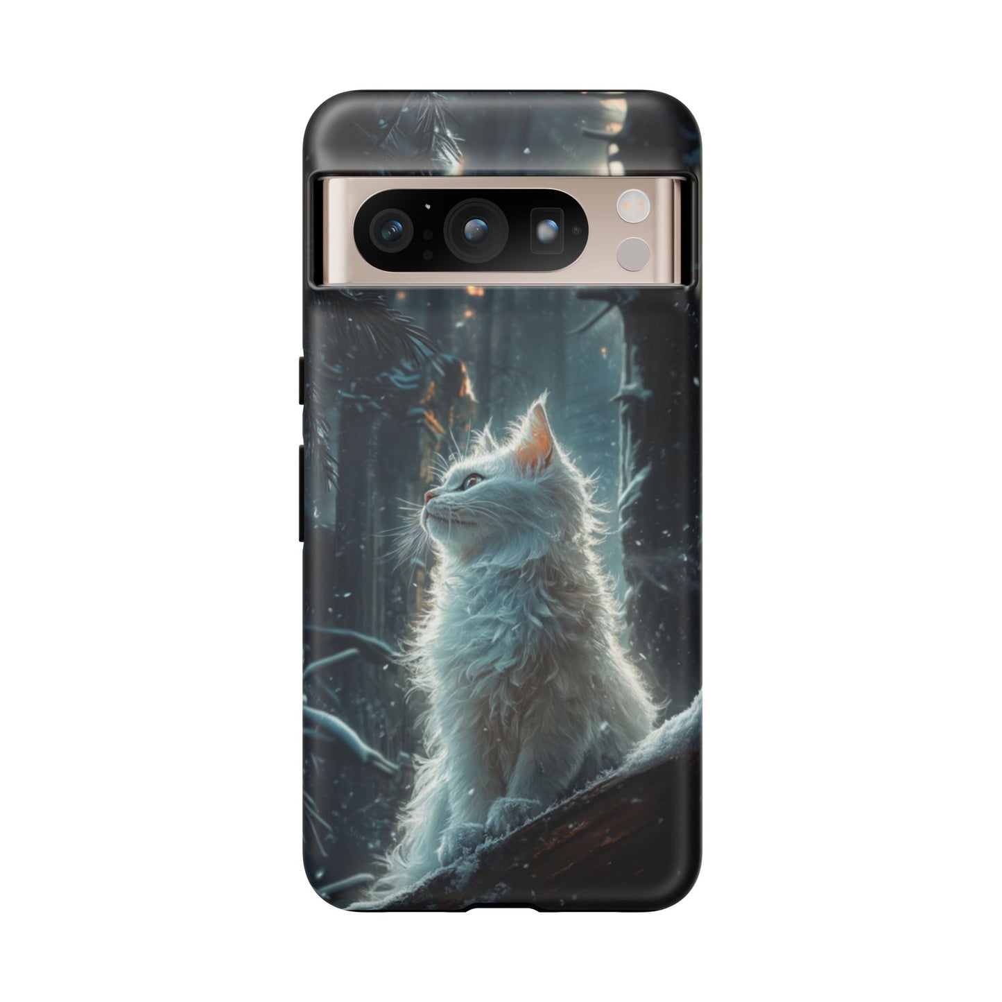 Winter Enchantment White Cat Phone Case - iPhone, Google Pixel, Samsung Galaxy