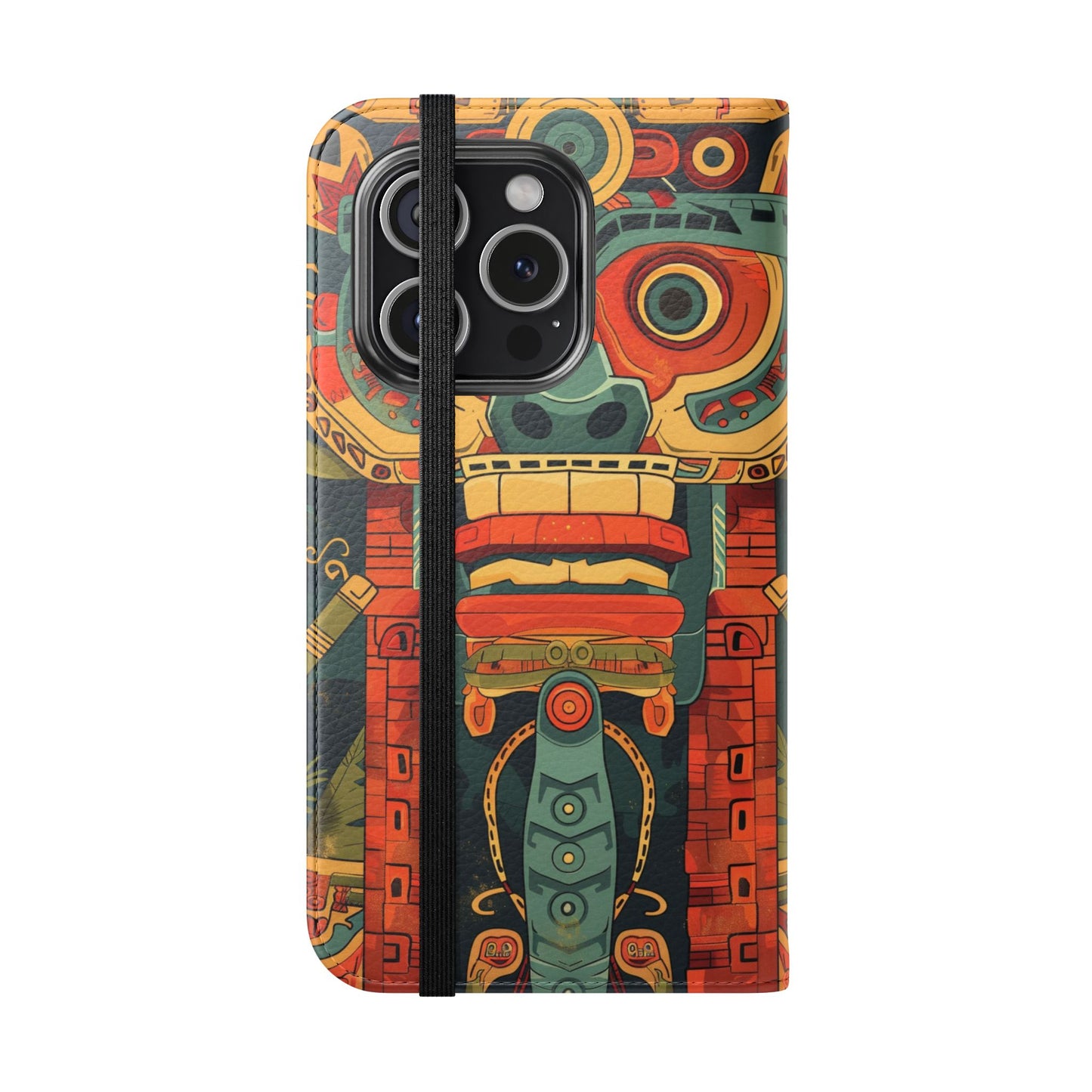 Aztec Totem Mask - Wallet Flip Case
