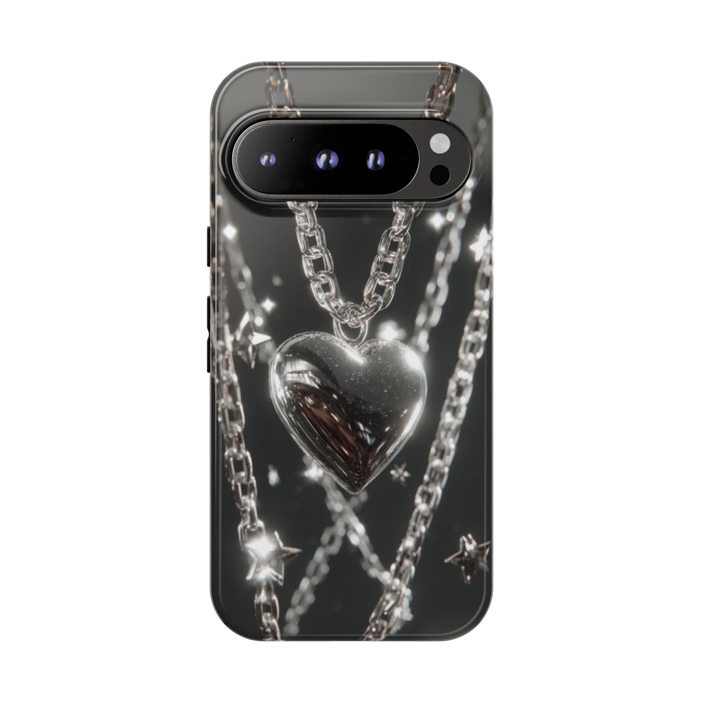 Silver Heart Chains - Tough Google Pixel Case