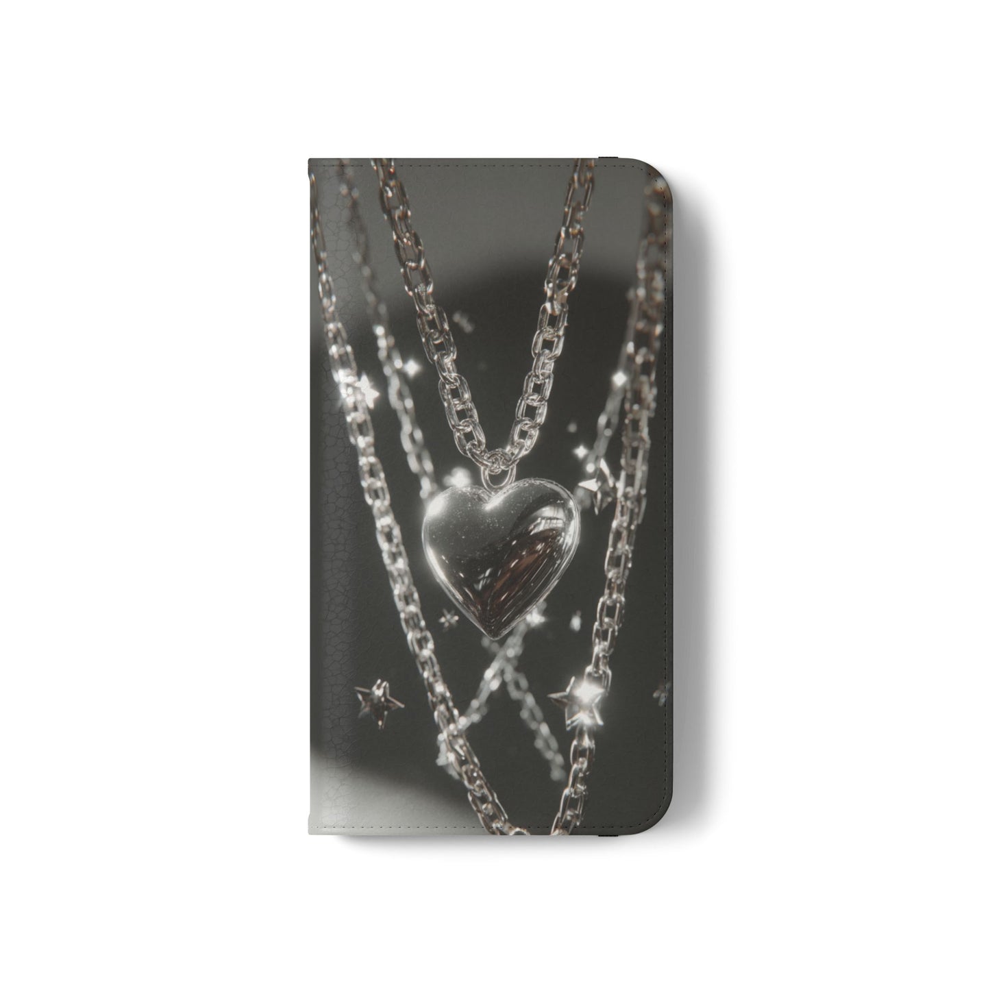 Silver Heart Chains - Wallet Flip Case