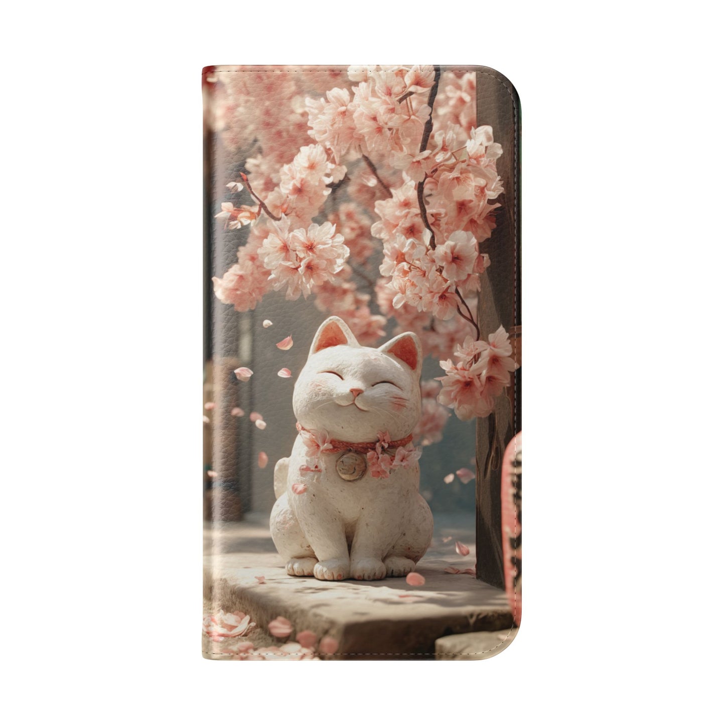 Sakura Lucky Cat - Wallet Flip Case