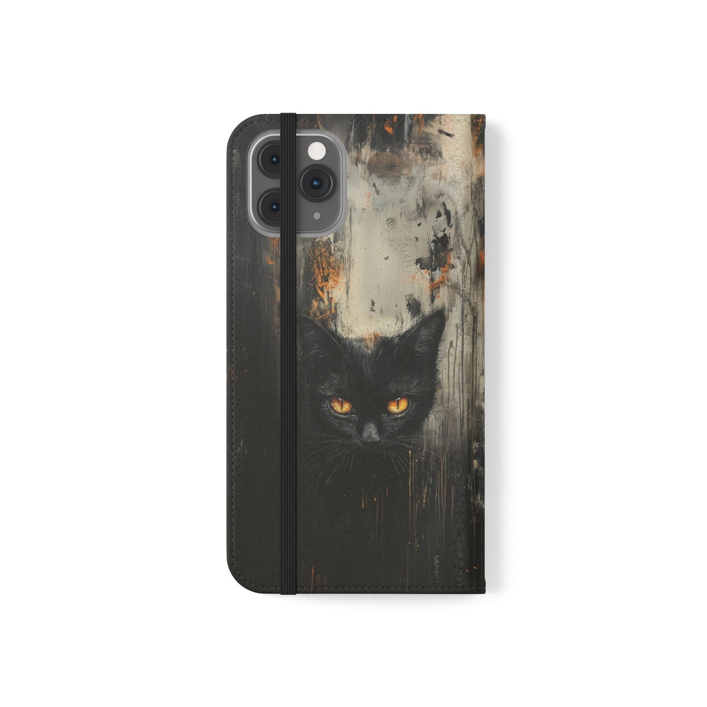 Black Cat Shadow Gaze - Wallet Flip Case