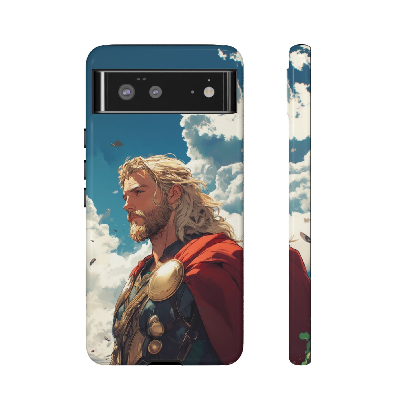 Celestial Protector: Anime-Style Thor Phone Case - iPhone, Google Pixel, Samsung