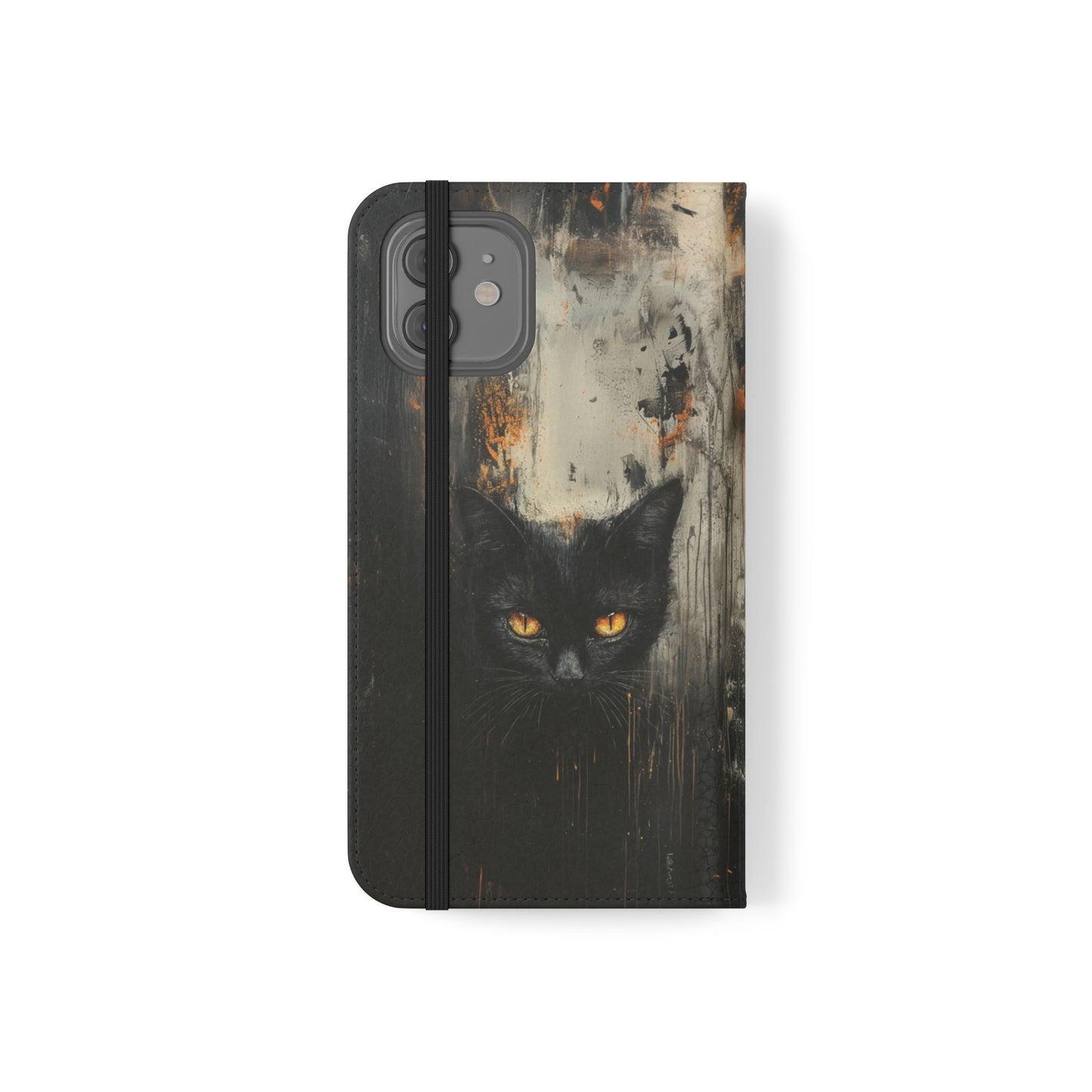 Black Cat Shadow Gaze - Wallet Flip Case