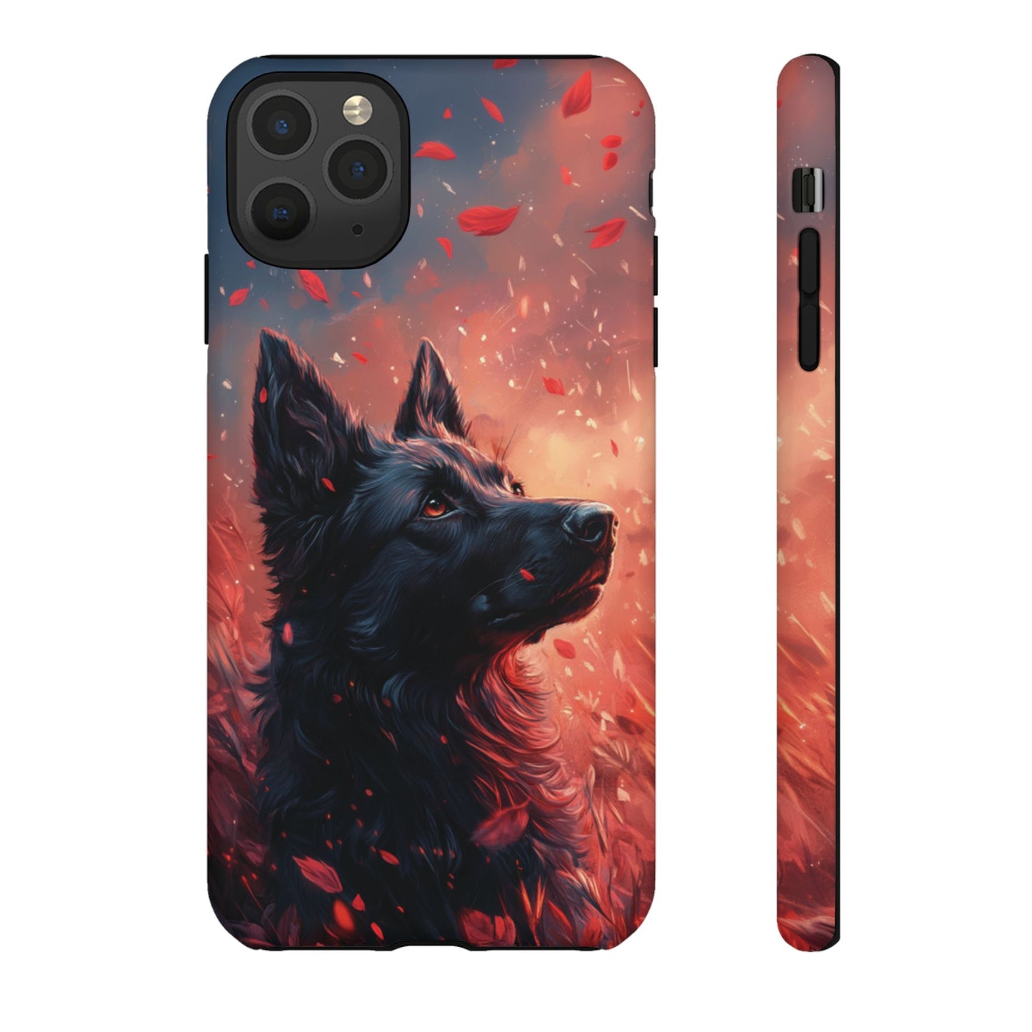 Graceful Canine in Falling Petals Phone Case – iPhone, Google Pixel, Samsung Galaxy