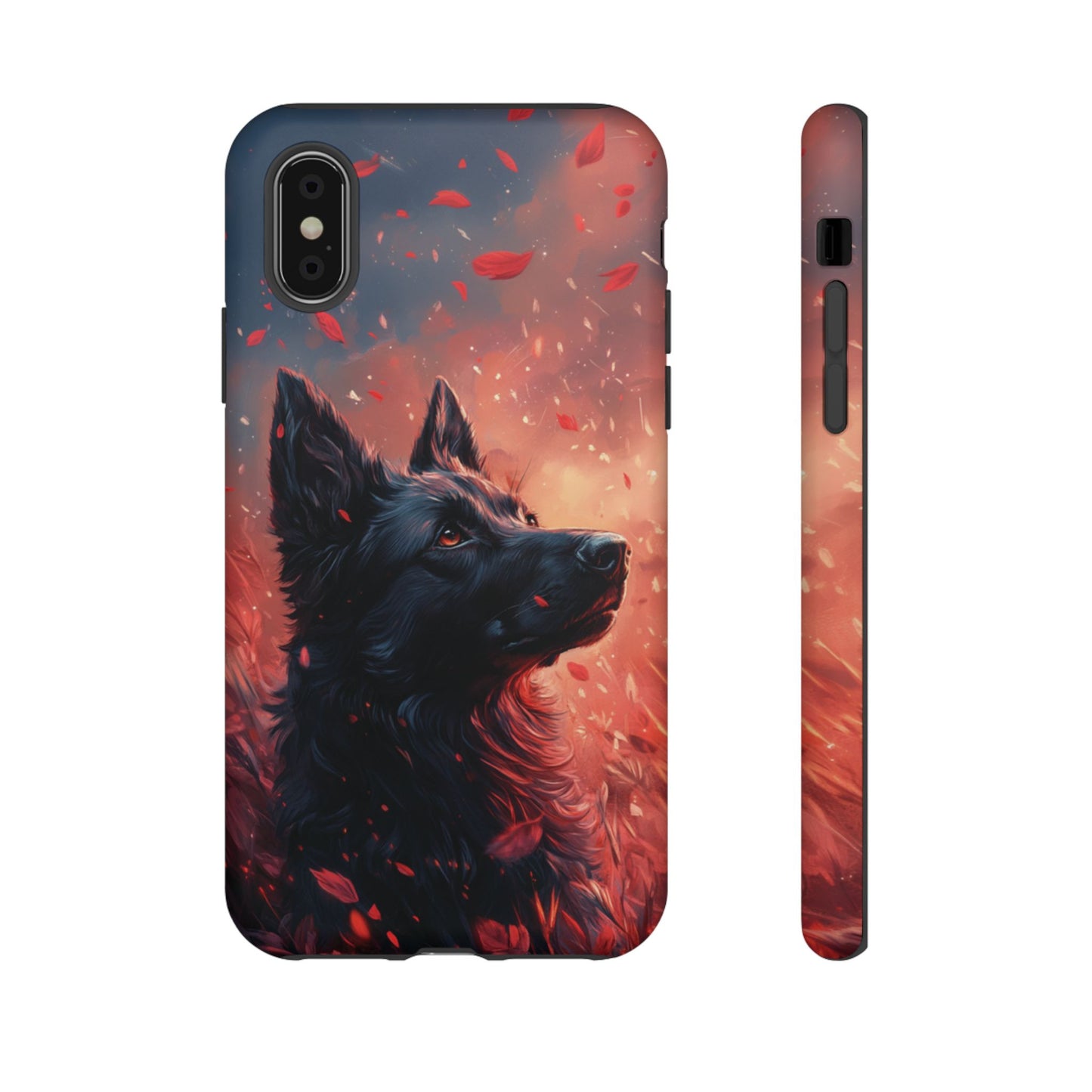 Graceful Canine in Falling Petals Phone Case – iPhone, Google Pixel, Samsung Galaxy