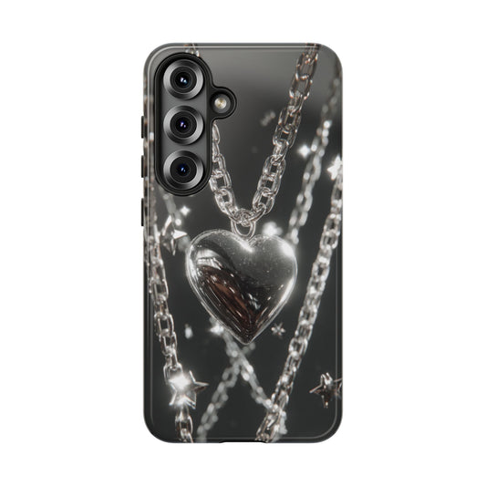 Silver Heart Chains - Tough Samsung Galaxy Case