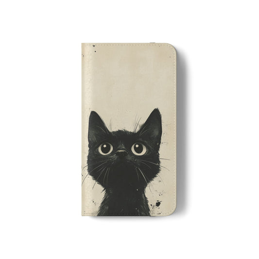 Black Cat Ink Sketch - Wallet Flip Case