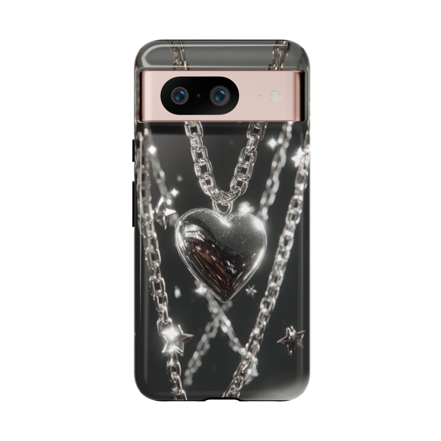 Silver Heart Chains - Tough Google Pixel Case