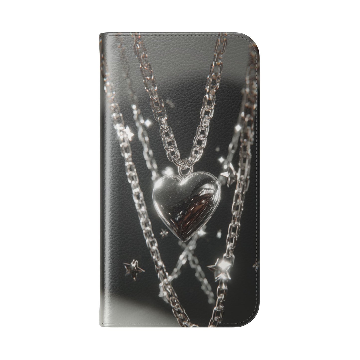 Silver Heart Chains - Wallet Flip Case