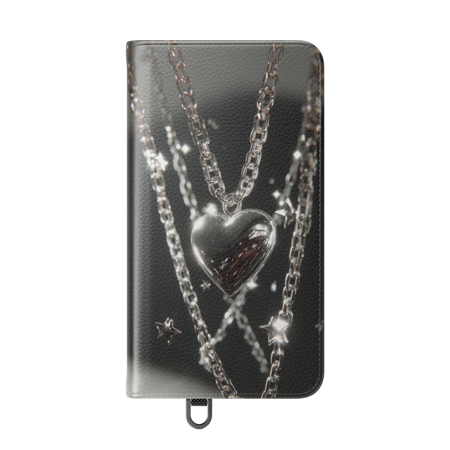 Silver Heart Chains - Wallet Flip Case
