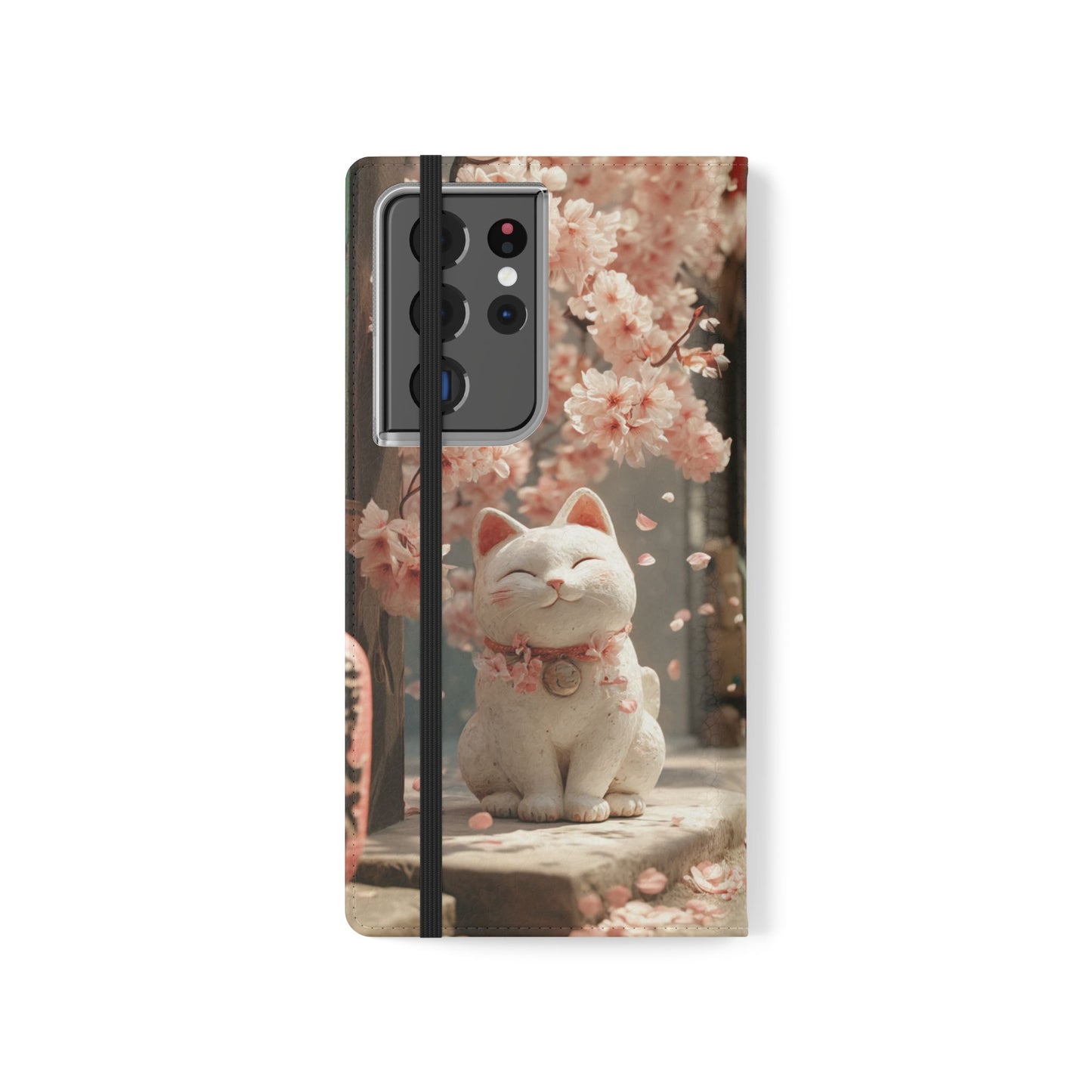 Sakura Lucky Cat - Wallet Flip Case