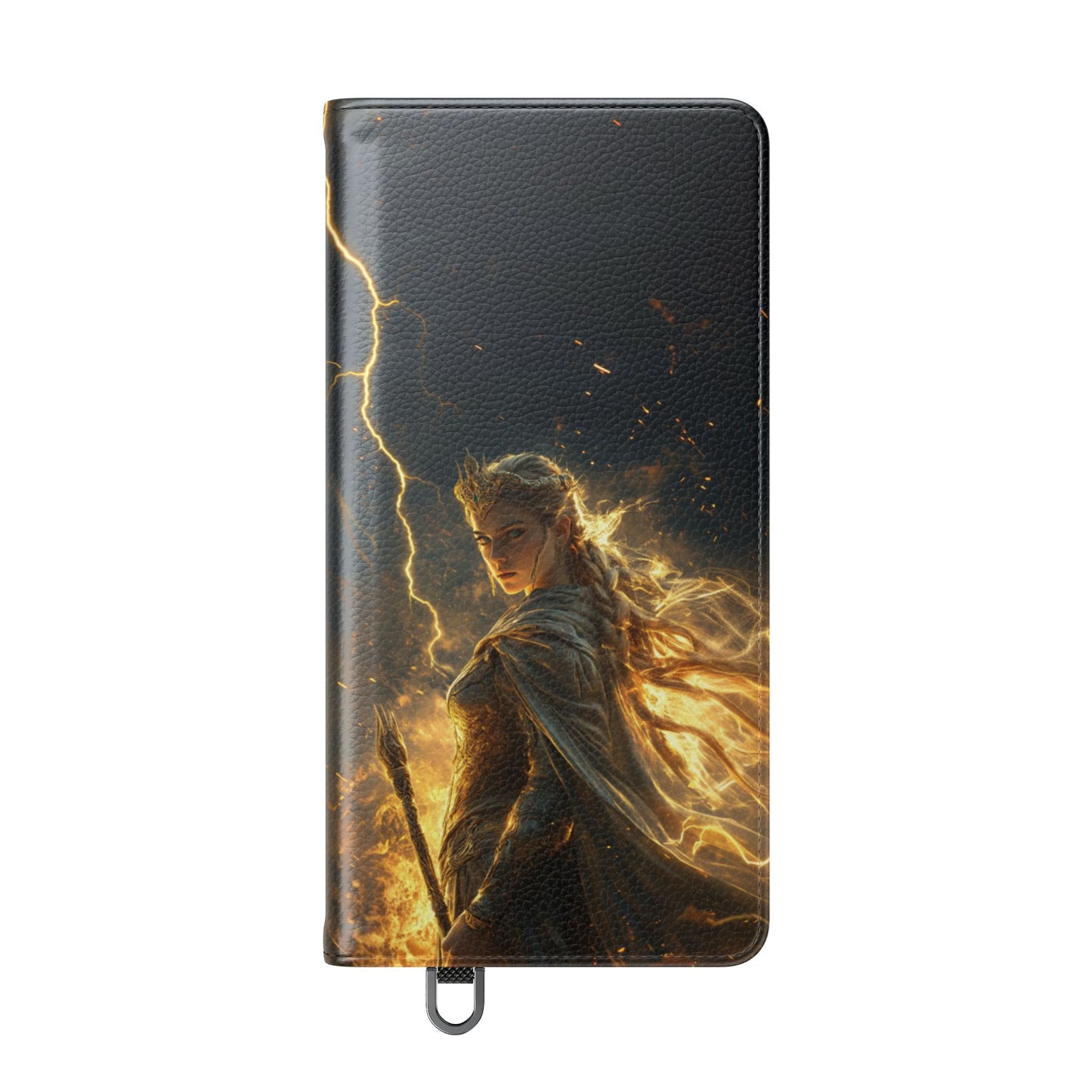 Elf Queen Golden Lightning Storm Crown - Wallet Flip Case