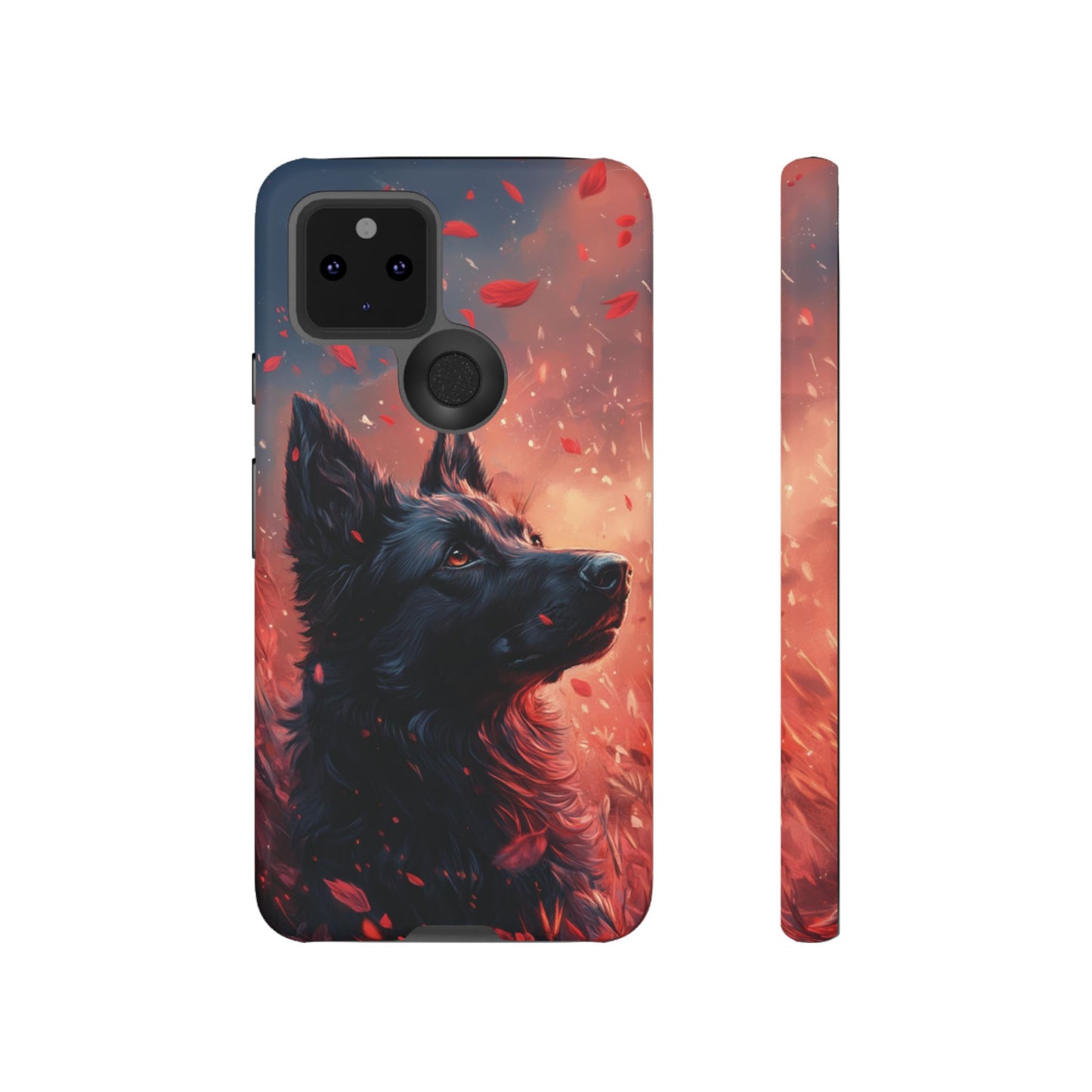 Graceful Canine in Falling Petals Phone Case – iPhone, Google Pixel, Samsung Galaxy