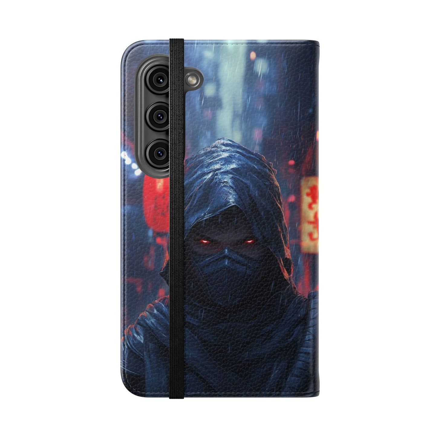 Cyberpunk Ninja Red Eyes Rain - Wallet Flip Case
