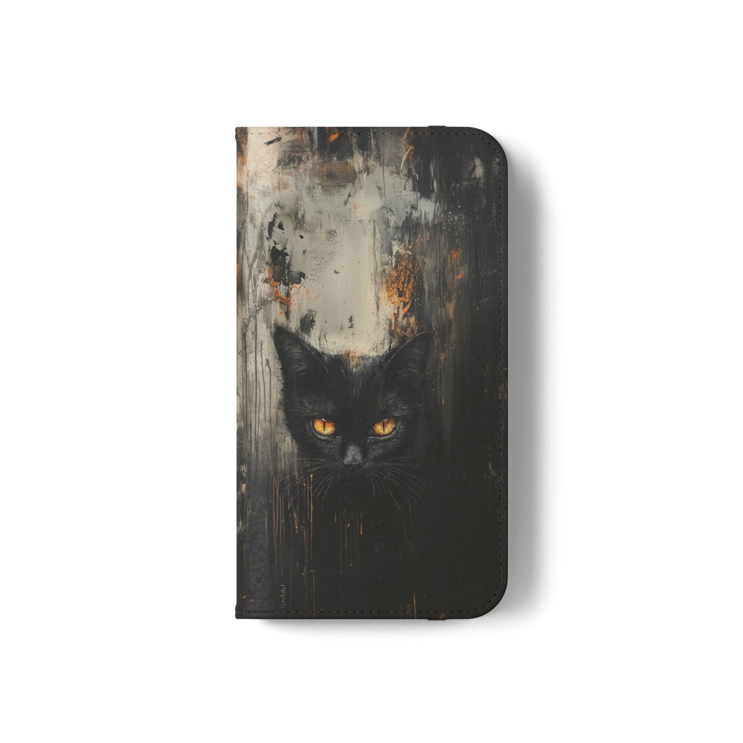 Black Cat Shadow Gaze - Wallet Flip Case