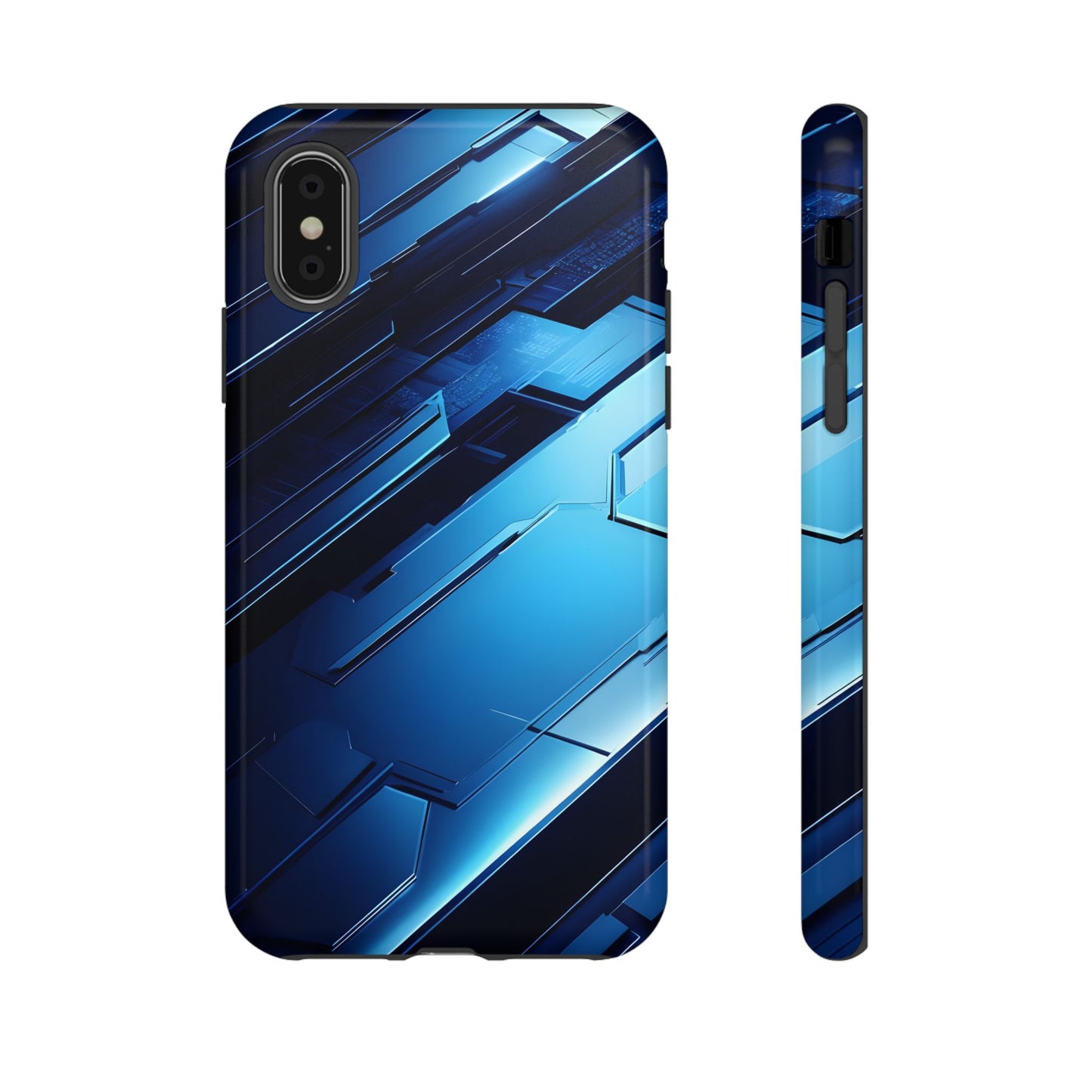 Blue Tech Matrix - Tough iPhone Case