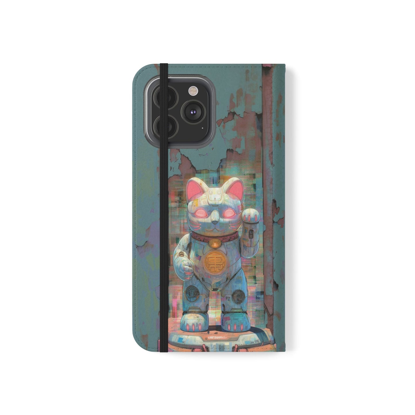 Cyber Lucky Cat - Wallet Flip Case