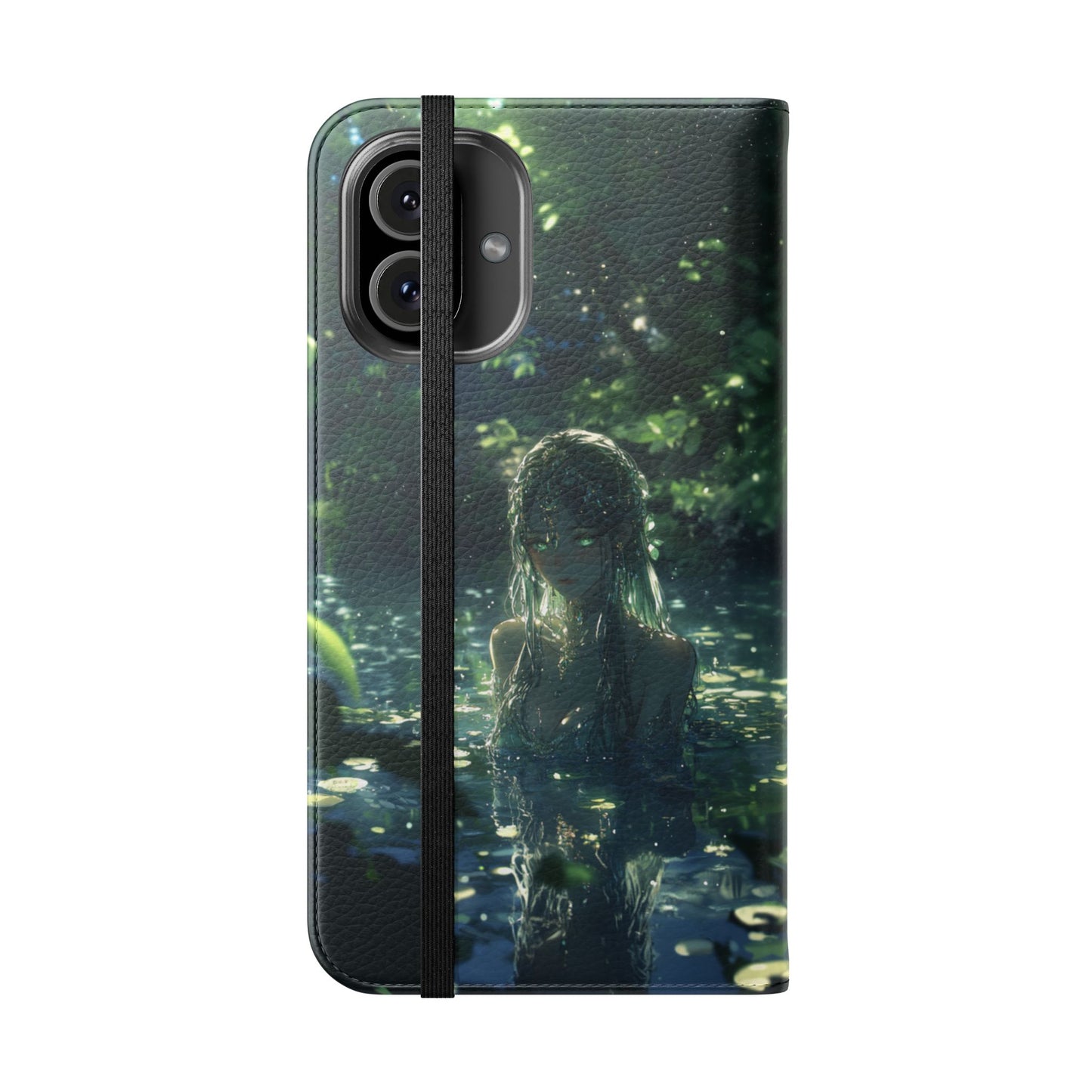 Forest Water Nymph Green Eyes Pond - Wallet Flip Case