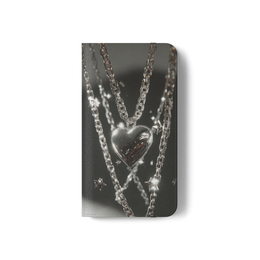 Silver Heart Chains - Wallet Flip Case