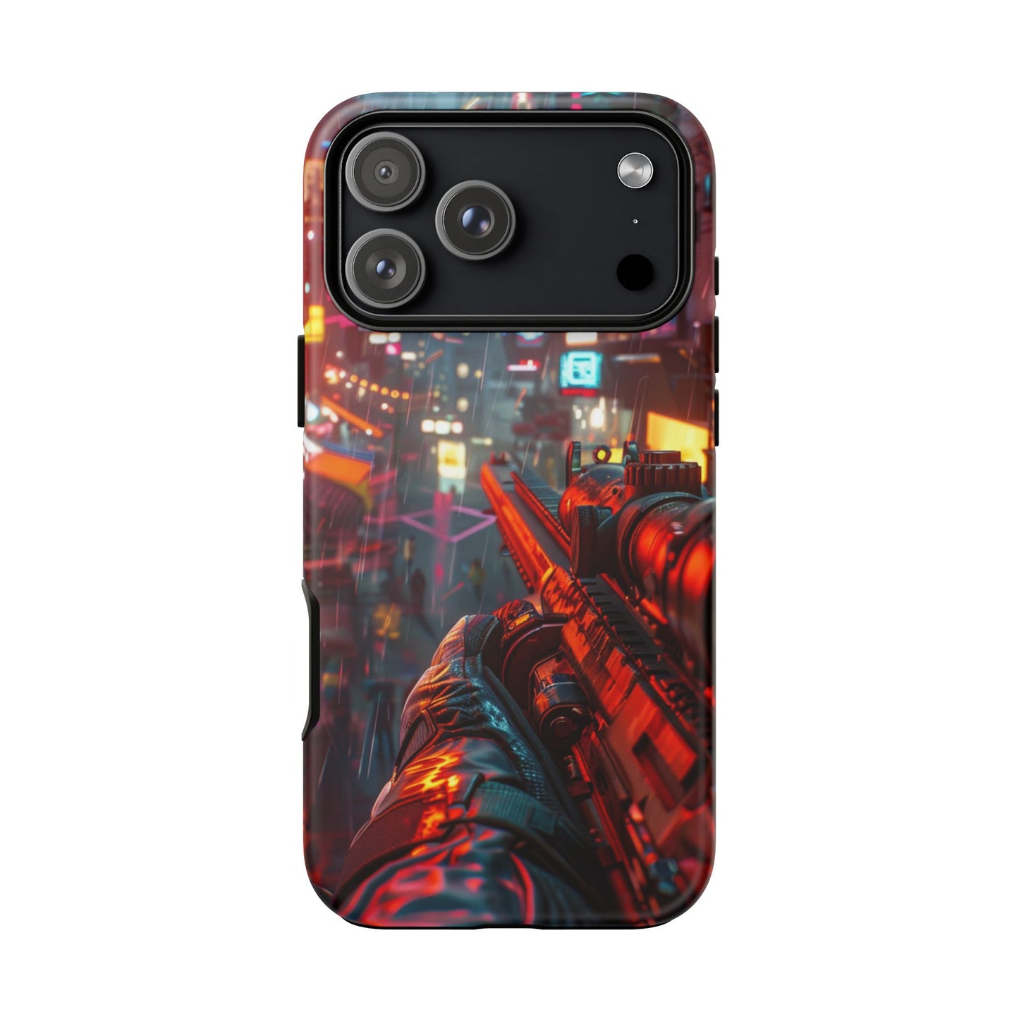 Neon Rain Sniper – Tough iPhone Case