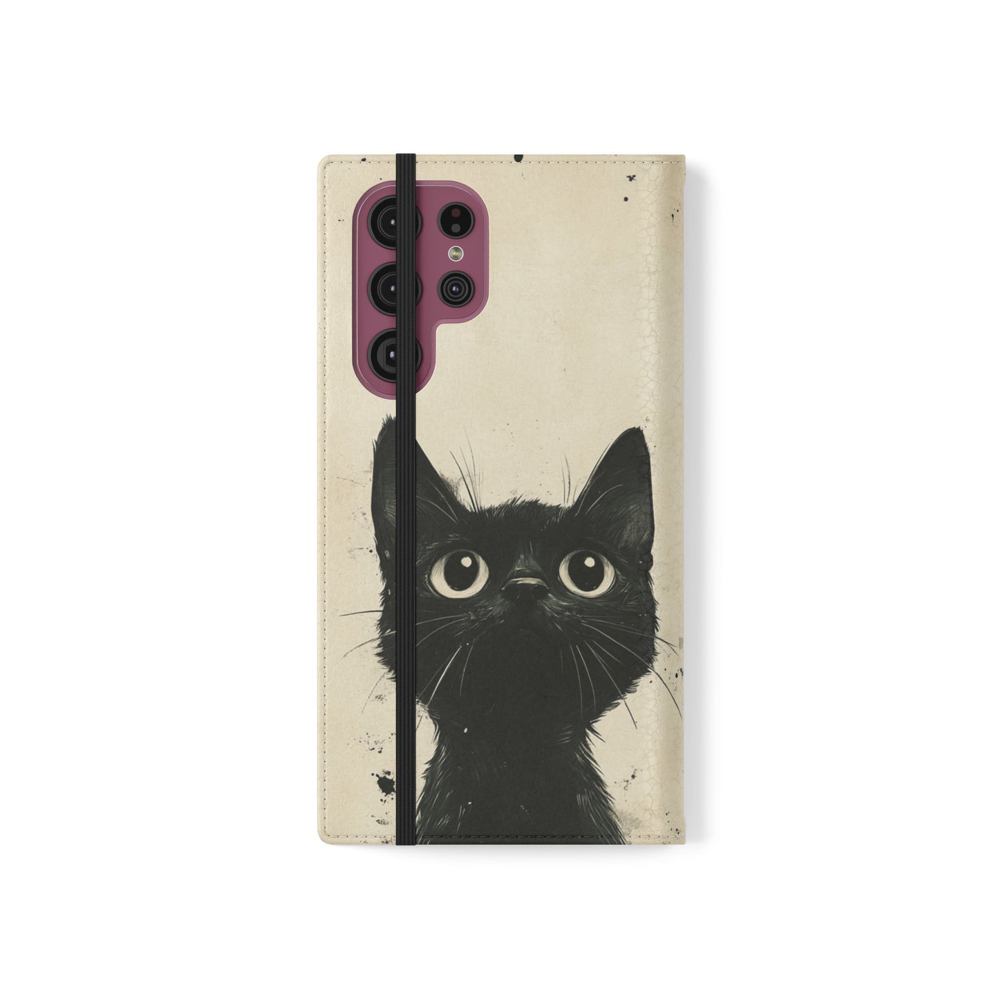 Black Cat Ink Sketch - Wallet Flip Case