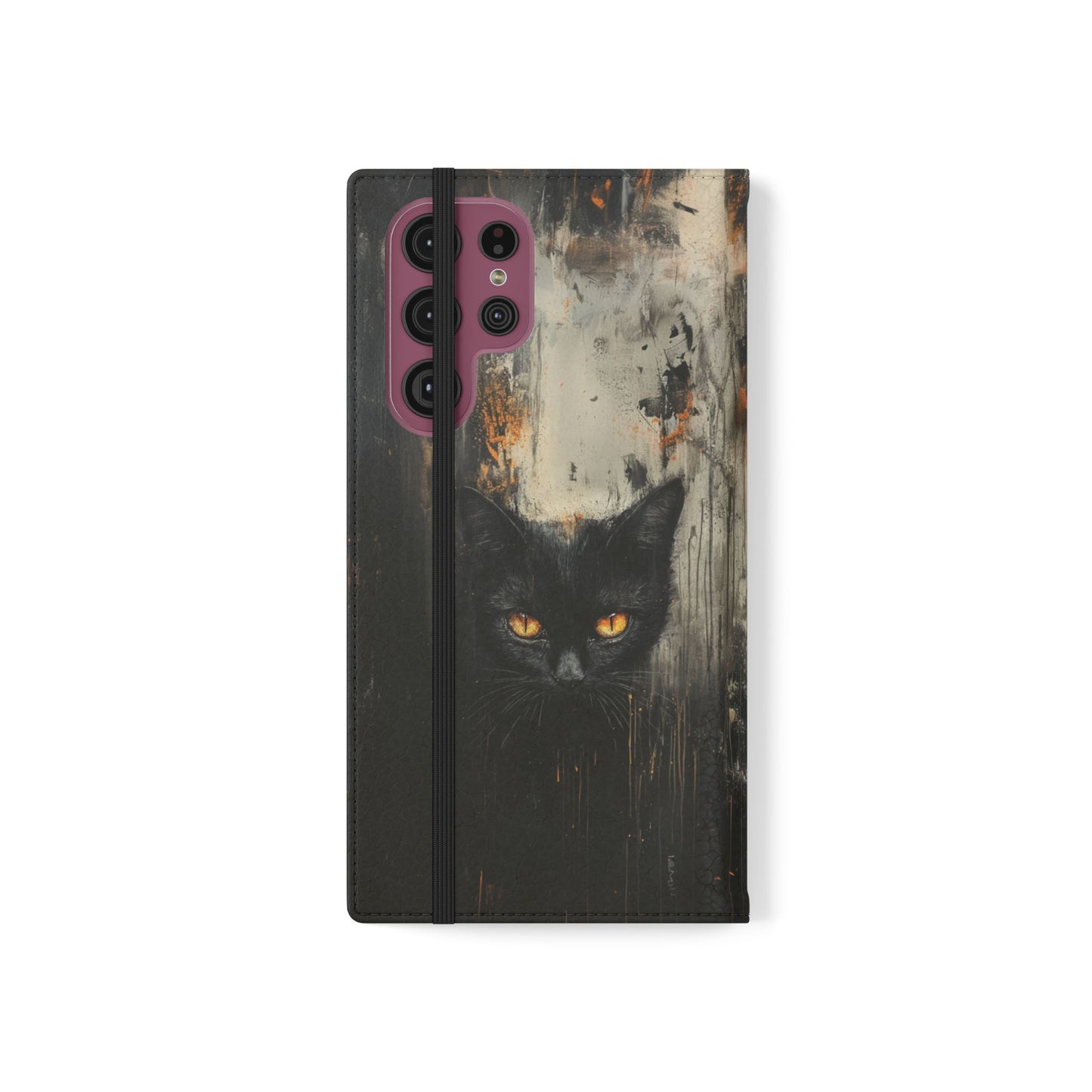 Black Cat Shadow Gaze - Wallet Flip Case