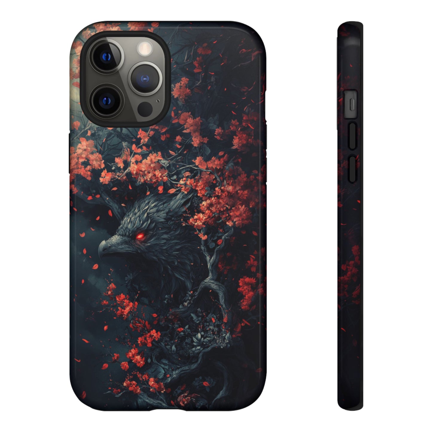 Crimson Raven Bloom – Tough iPhone Case