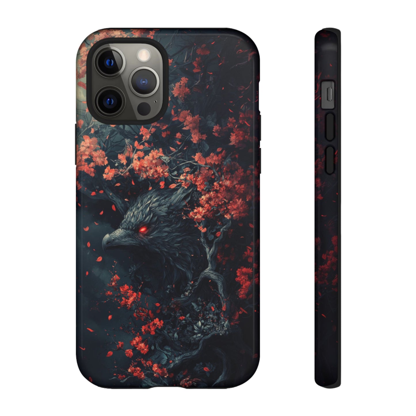 Crimson Raven Bloom – Tough iPhone Case