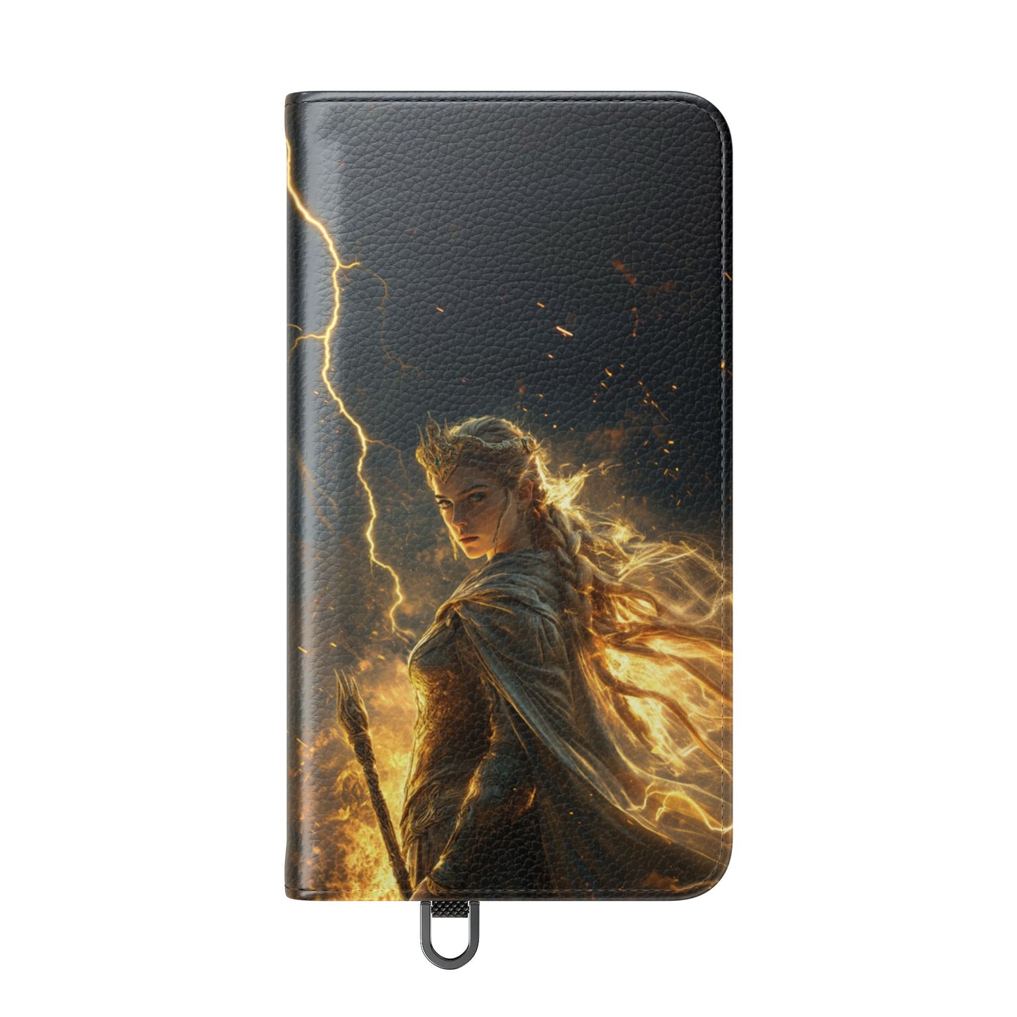 Elf Queen Golden Lightning Storm Crown - Wallet Flip Case