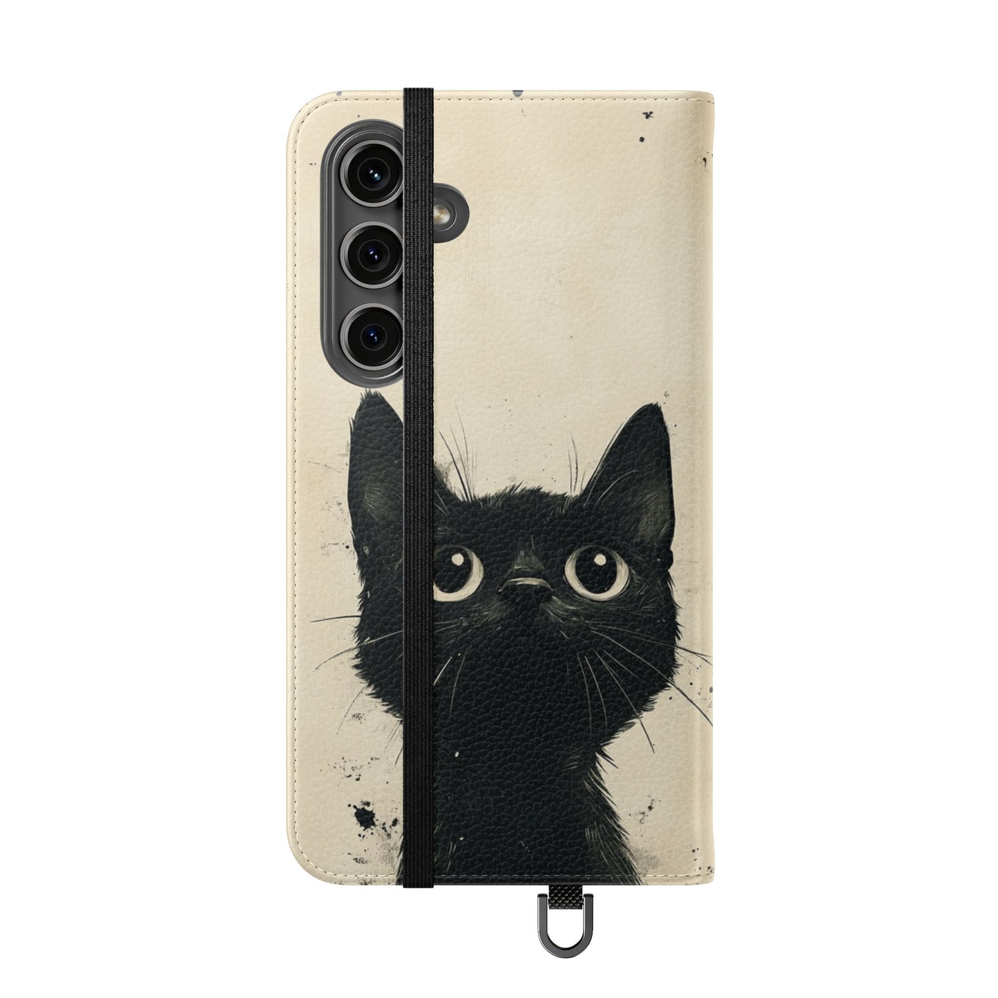 Black Cat Ink Sketch - Wallet Flip Case