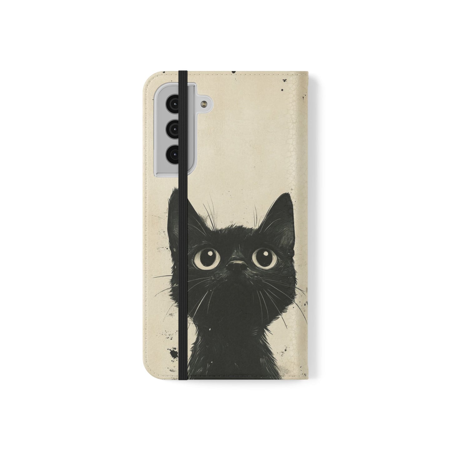 Black Cat Ink Sketch - Wallet Flip Case